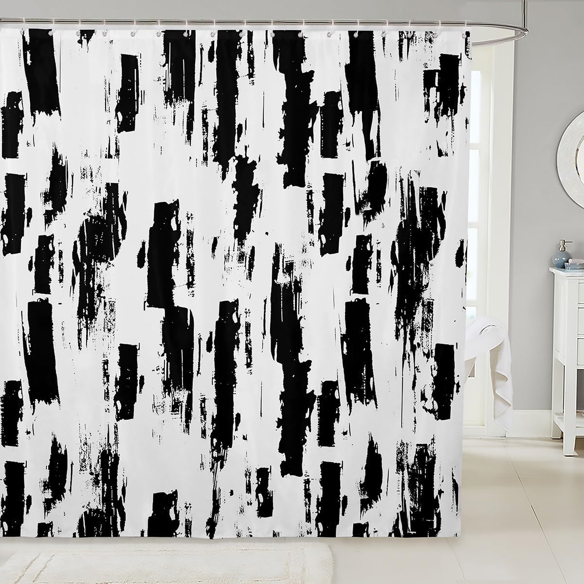 Jejeloiu Black White Shower Curtain Set