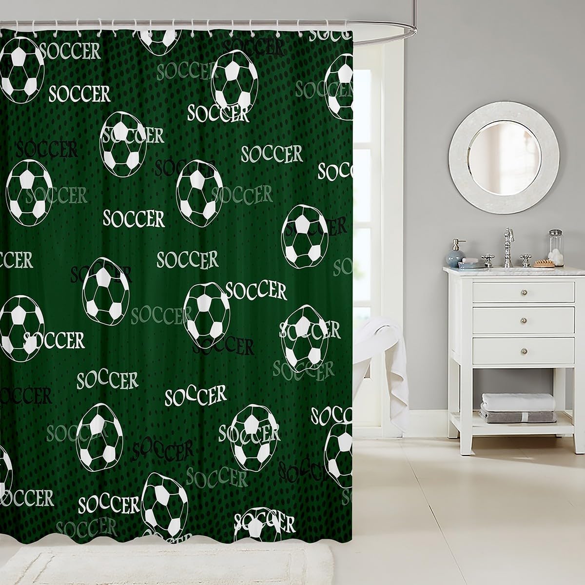 Feelyou Boys Football Bath Curtain 72x72