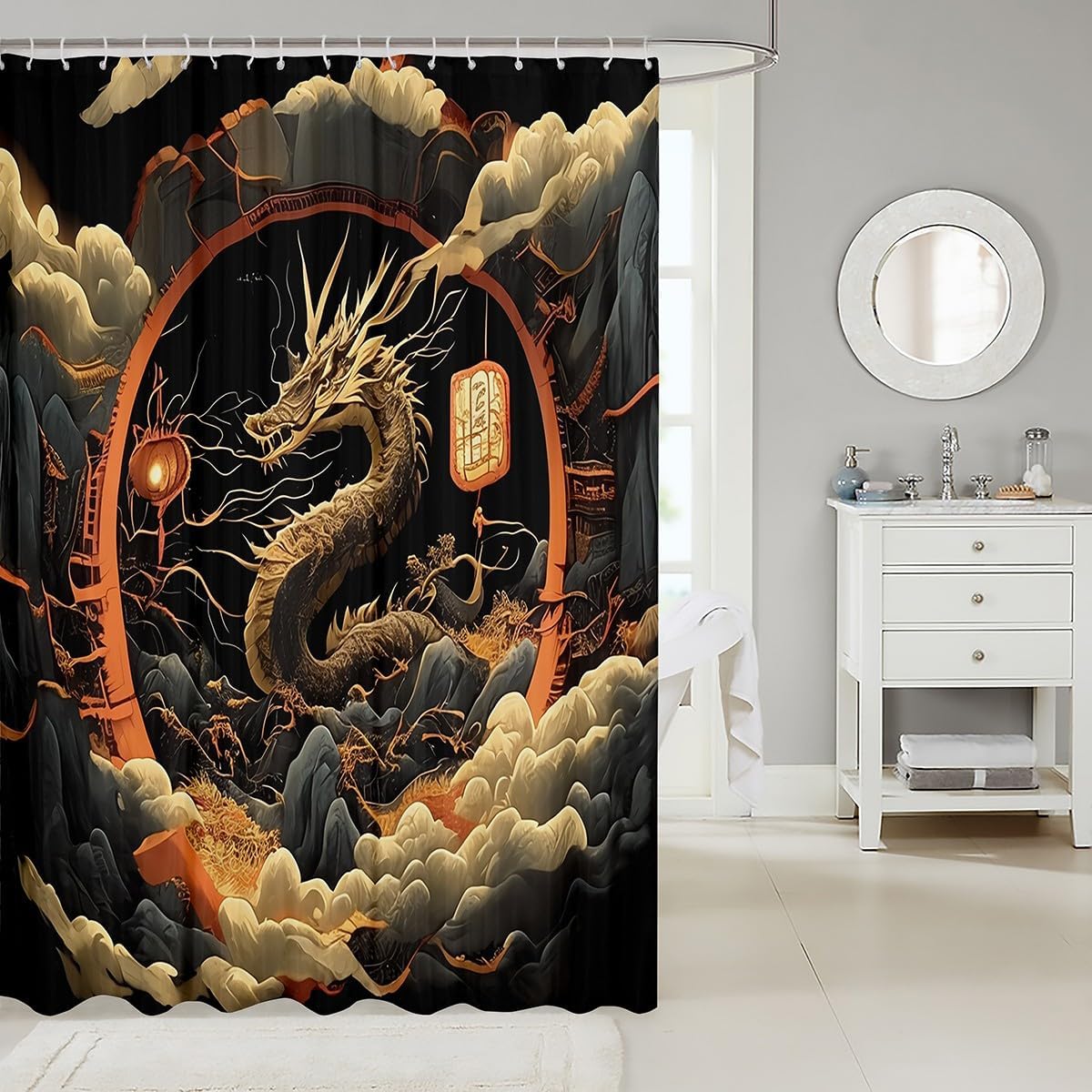 Feelyou Cartoon Dragon Bath Curtain 72x78 - Personalized for Kids