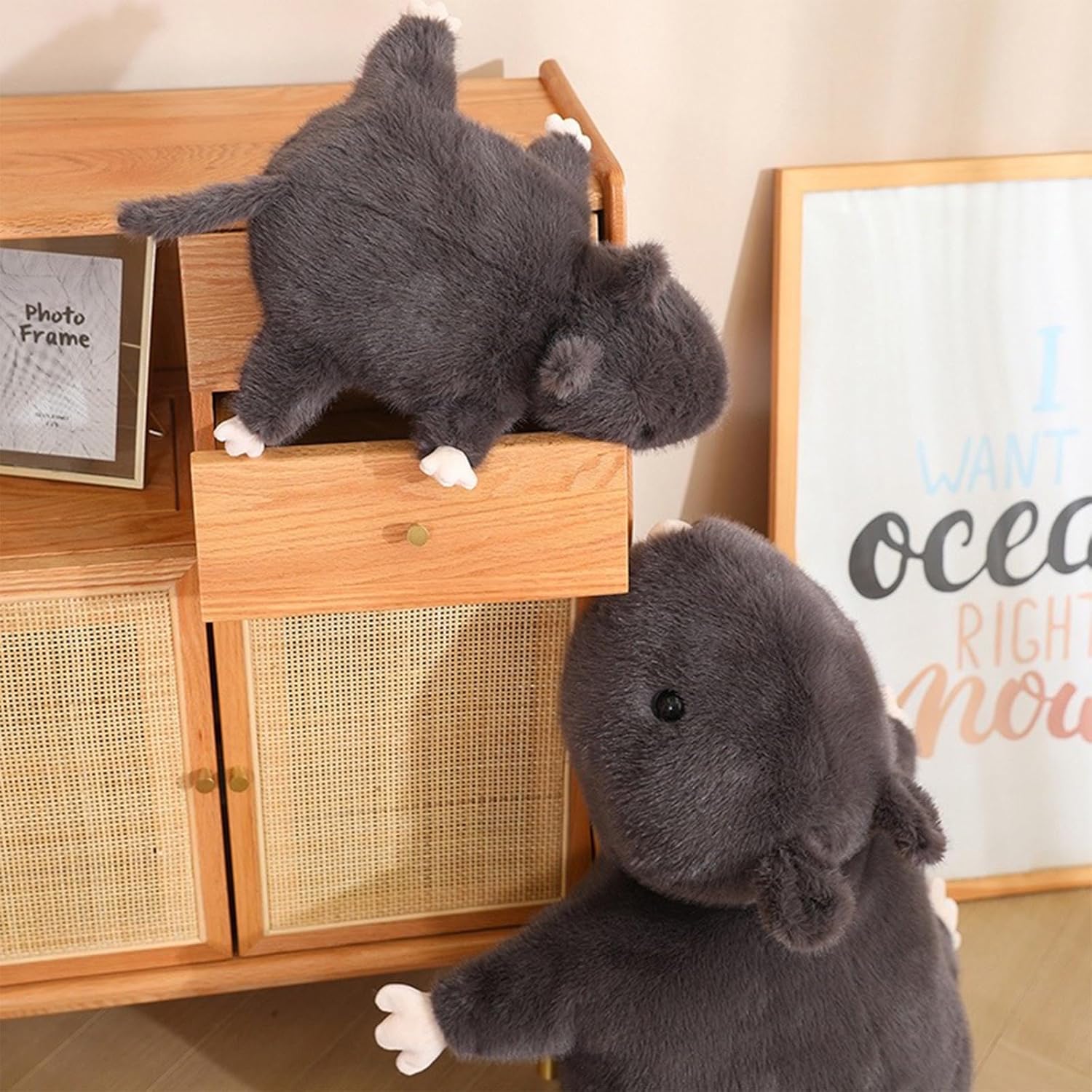 Gray Mouse Plush Pillow for Kids