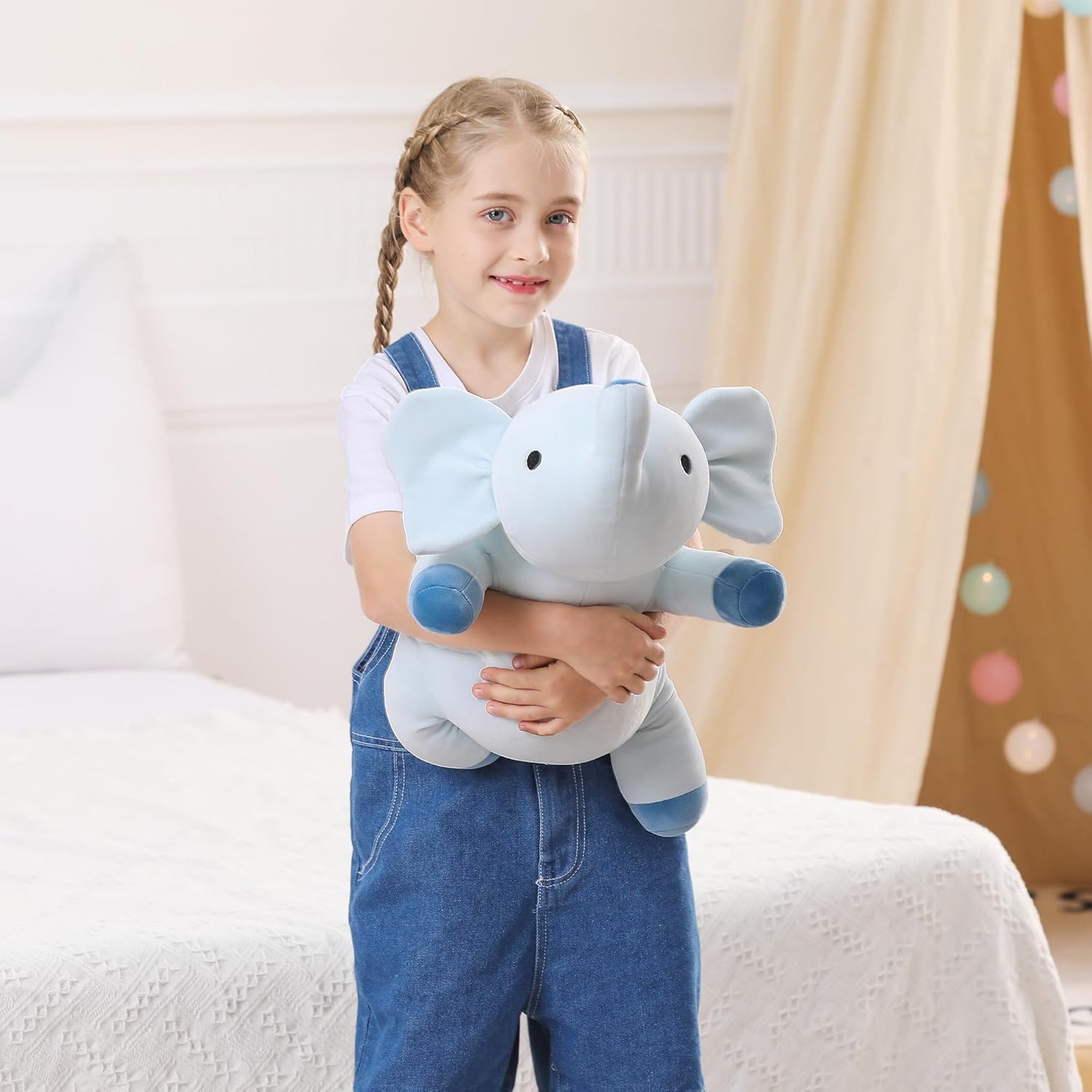 24 Blue Elephant Weighted Plush Toy - Hug Companion for Kids Adults