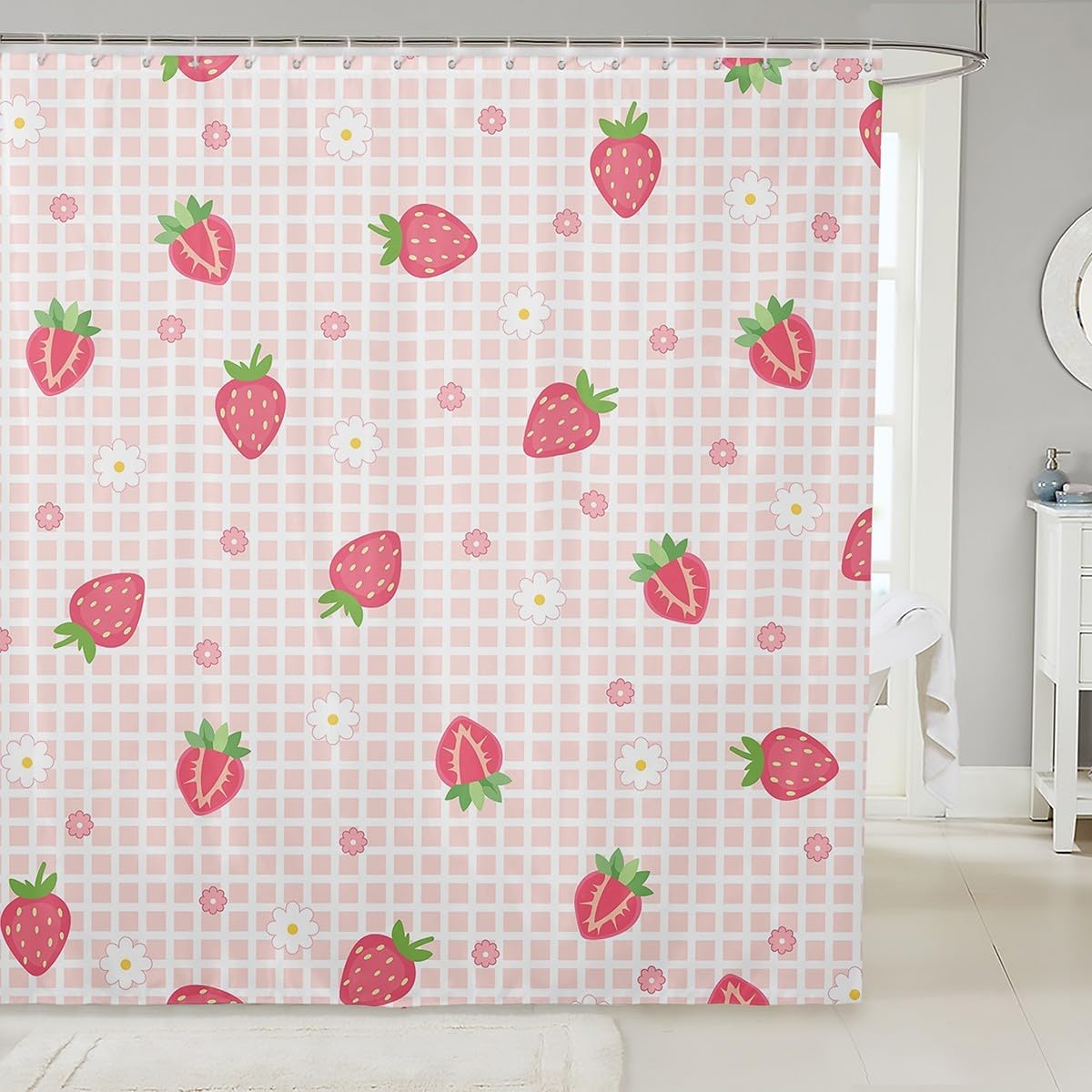 Cartoon Strawberry Shower Curtain