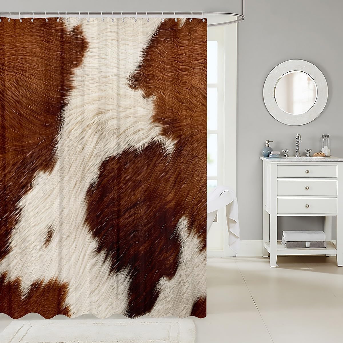 Feelyou 72x72 Cow Print shower curtain Eco-Friendly and Durable for Kids