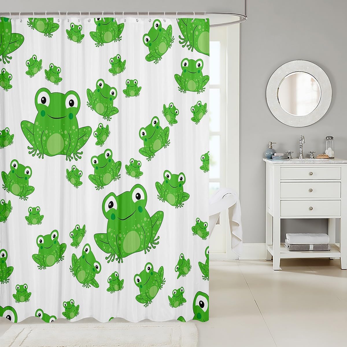 Manfei Cute Frogs Shower Curtain Set