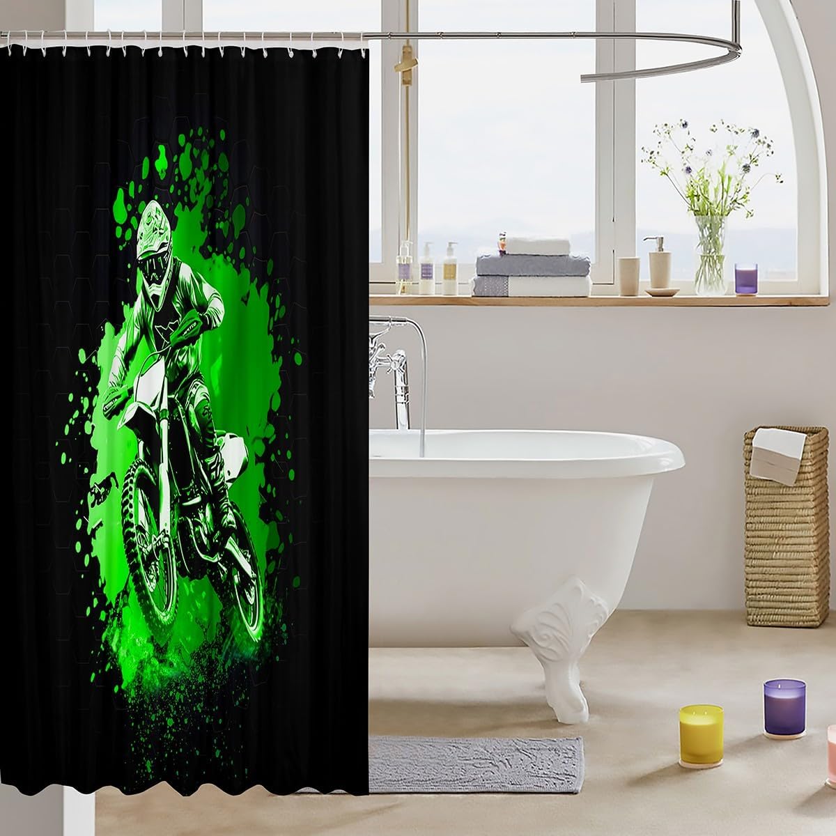 Feelyou Racing Motocross Bath Curtain Set 72x78