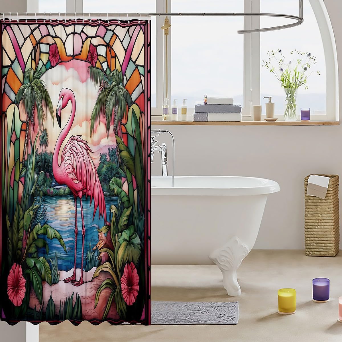 Manfei Flamingo Kids Bath Curtain