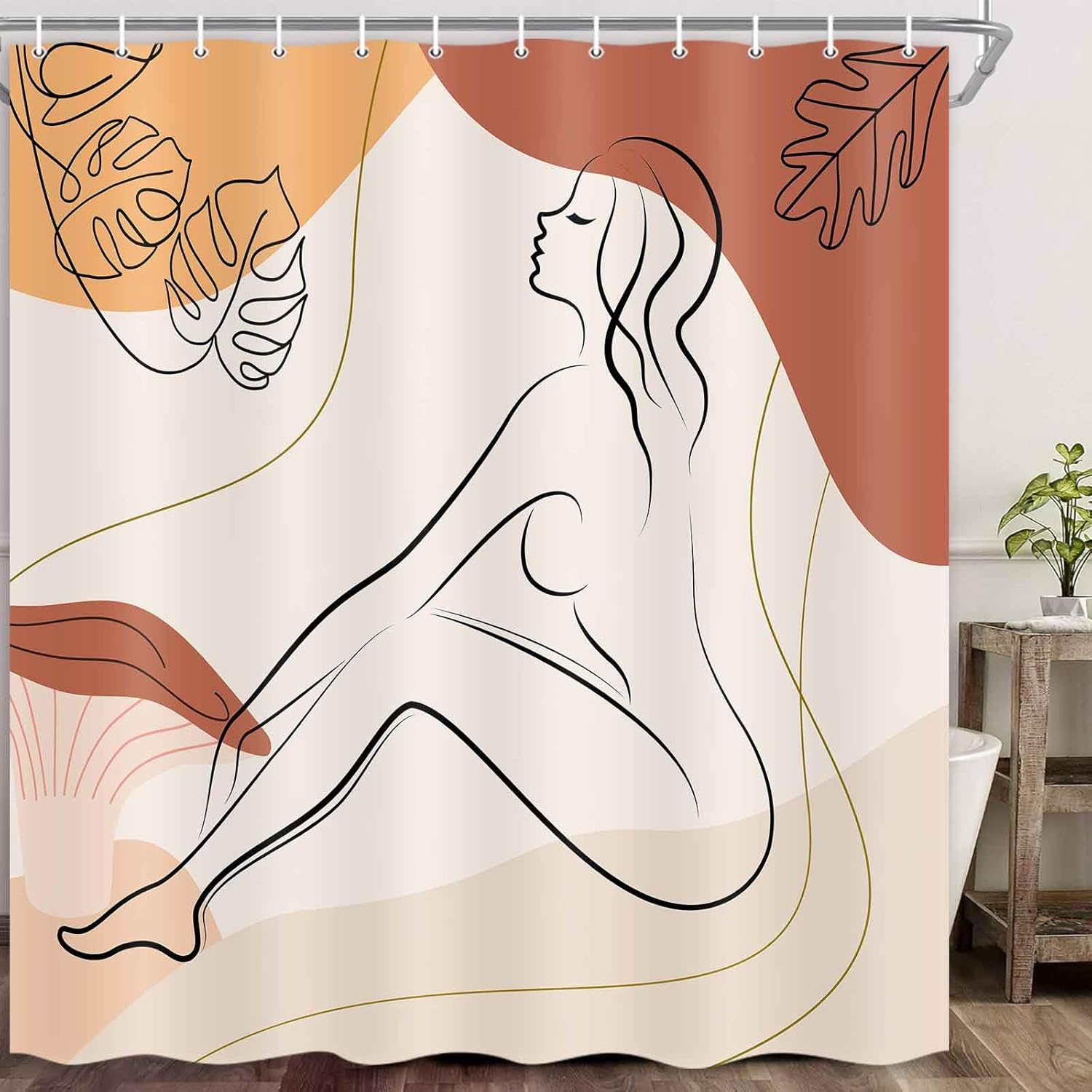 Boho Mid Century Modern 72x72 inch Contemporary Design Shower Curtain Set