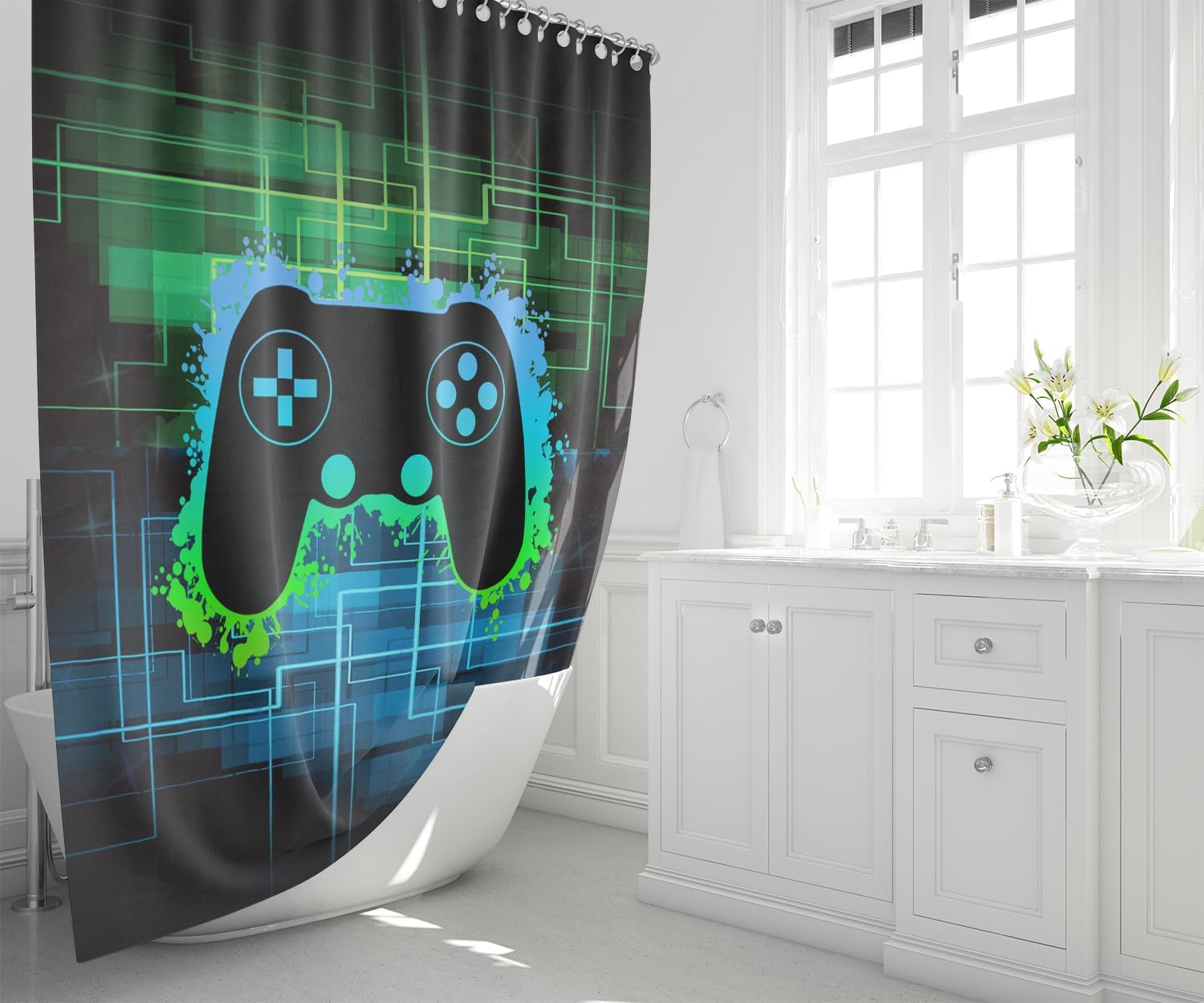 Game Controller Shower Curtain Set 4-Piece