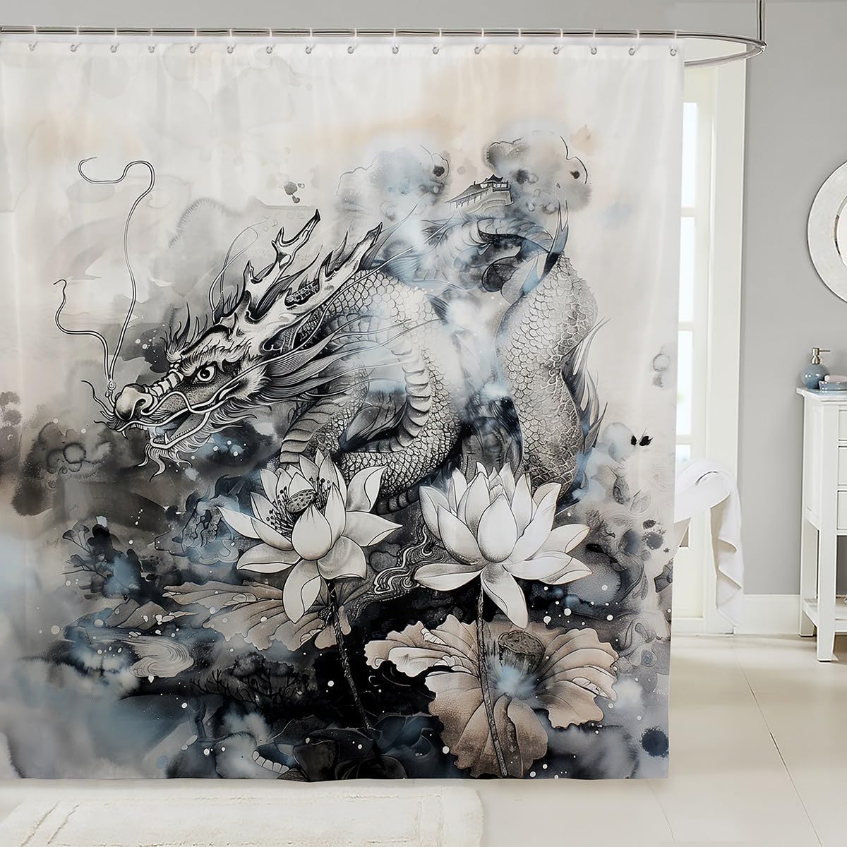 Manfei Kids Retro Tie-Dye Water-Resistant Shower Curtain