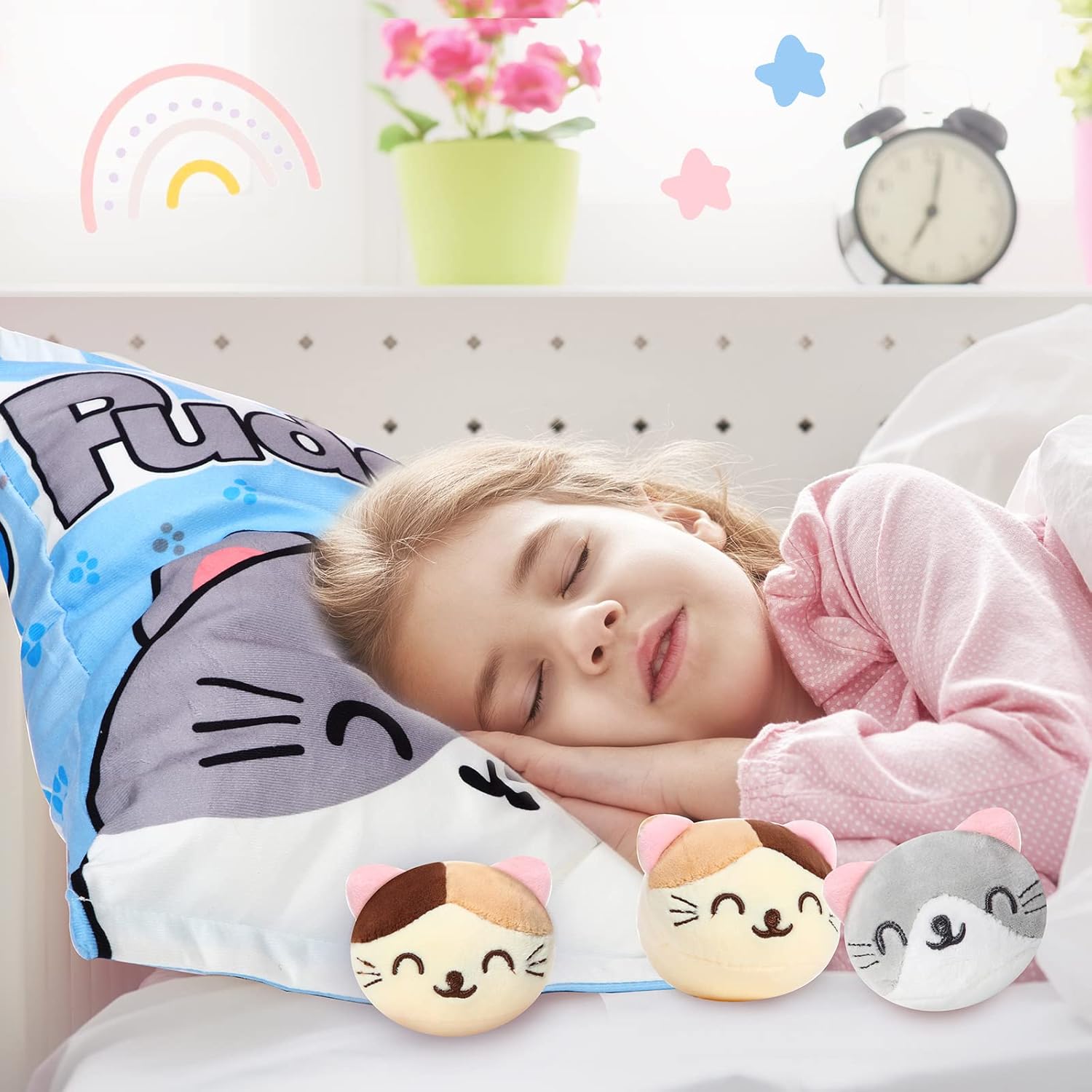 Civaner Adorable Cat Plush Pillow Throw