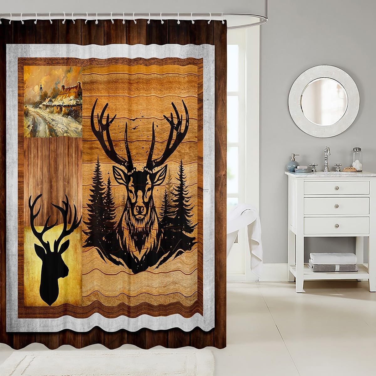 Deer Hunting Bathroom Shower Curtain