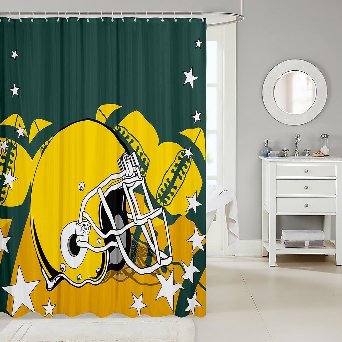 Erosebird Sports Shower Curtain Set for Kids