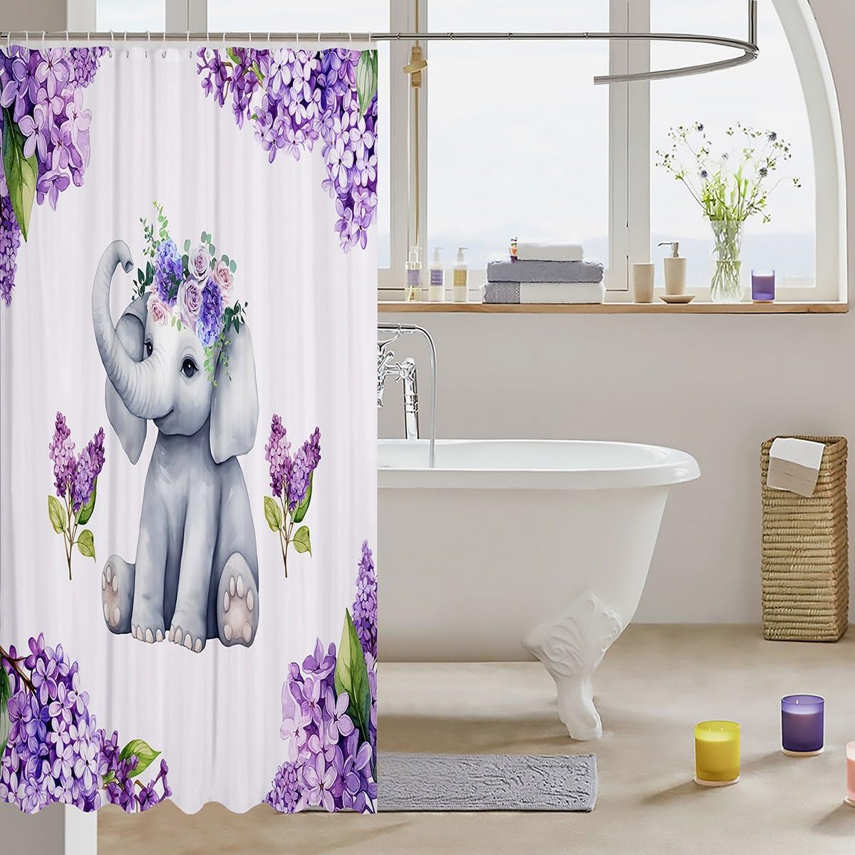 Manfei Cute Elephant Kids Shower Curtains