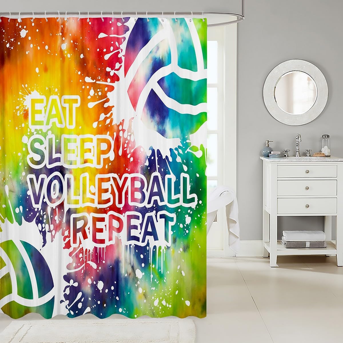 Feelyou Tie Dye Volleyball Bath Curtain 72x72