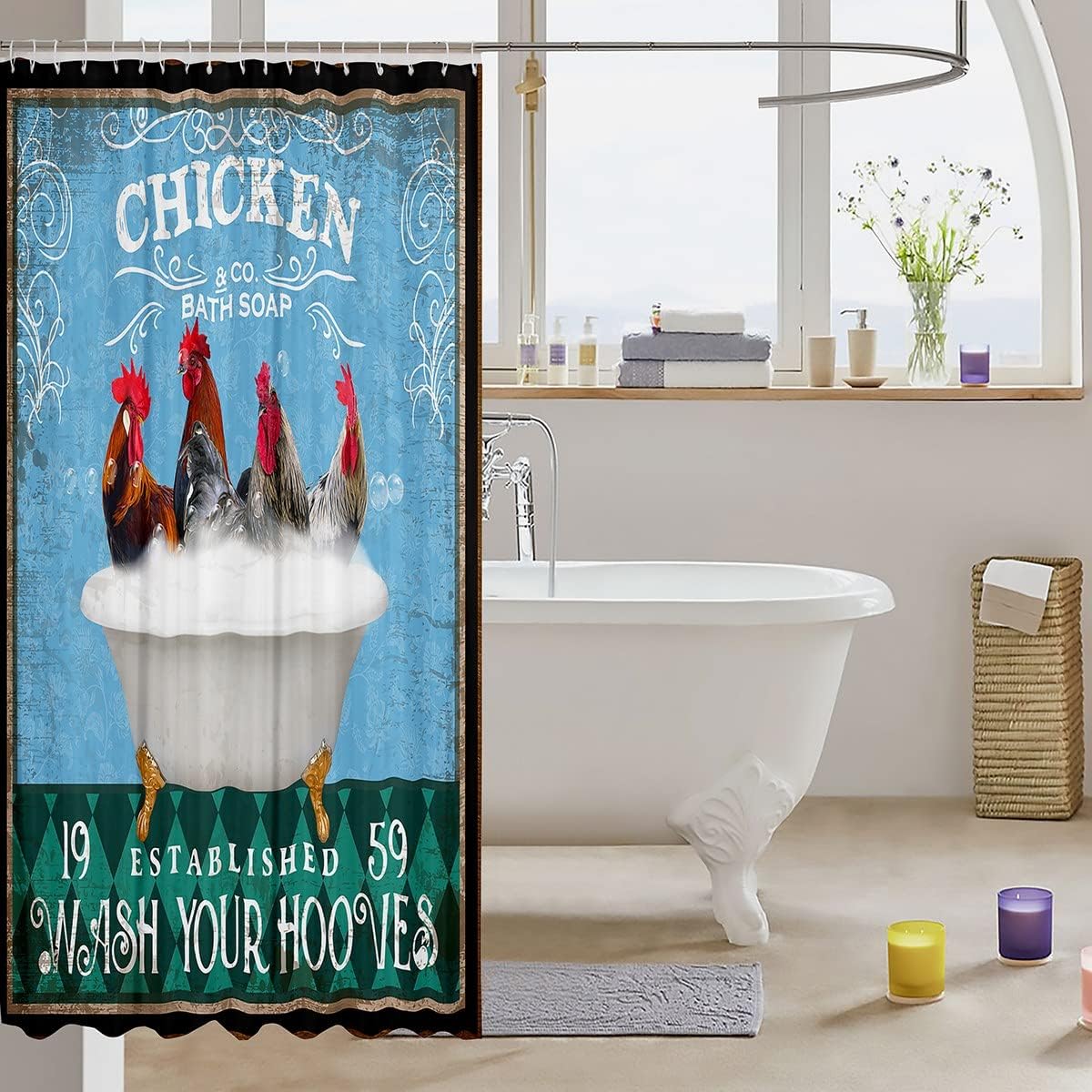 Fun Retro Farm Animal Shower Curtain Set for Kids