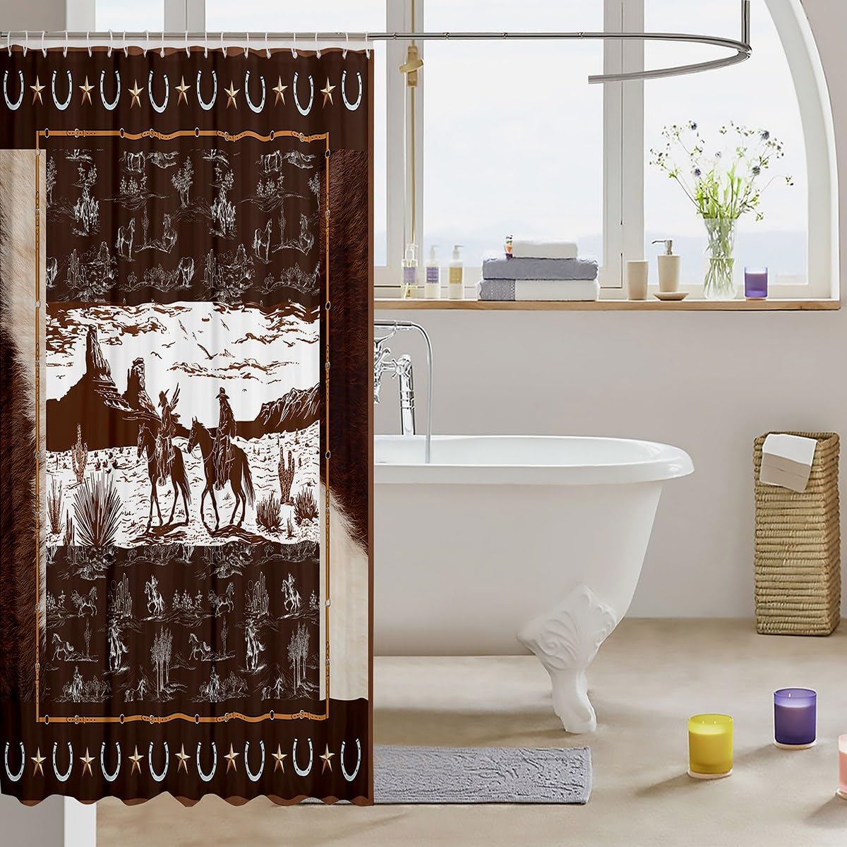 Boys Men Kids Western Aztec shower curtain 72x84 set