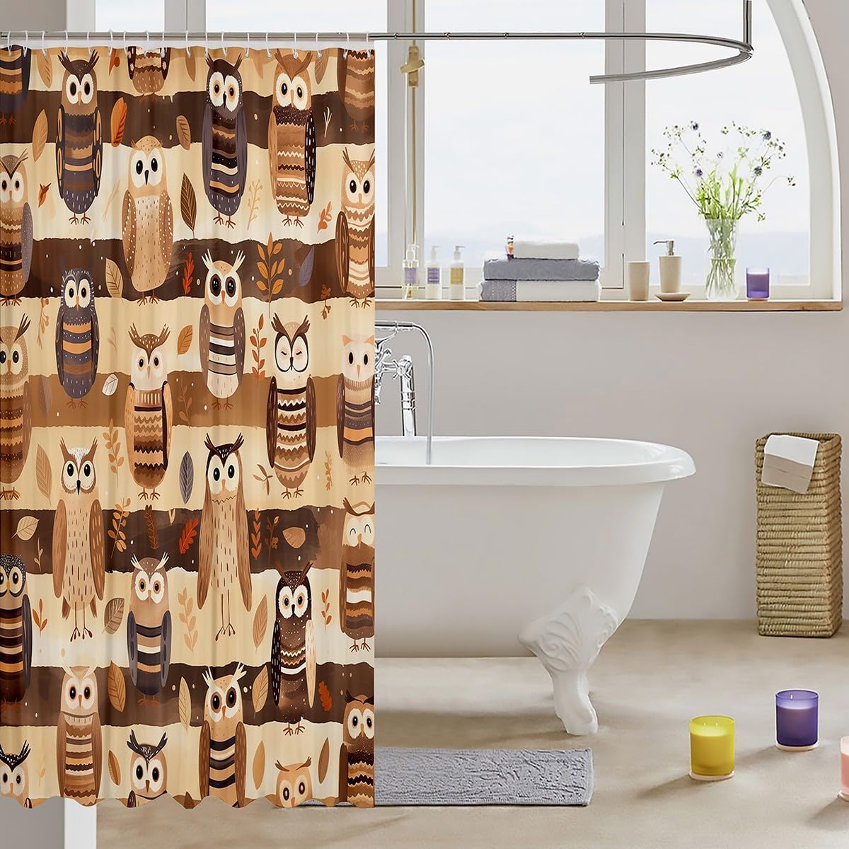 Feelyou Owl 72x72 Shower Curtain Set