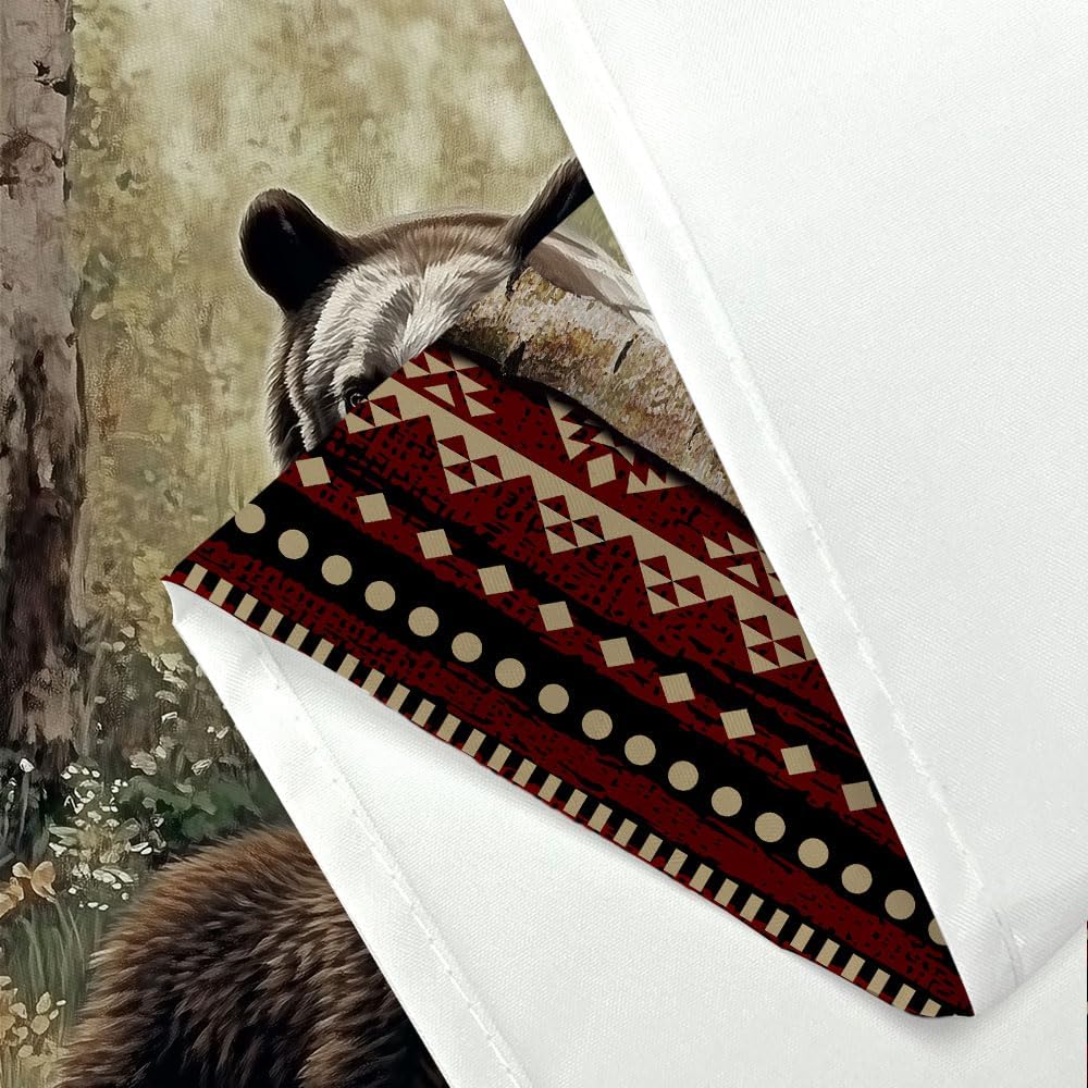 Cabin Bear Shower Curtain Set with Hooks