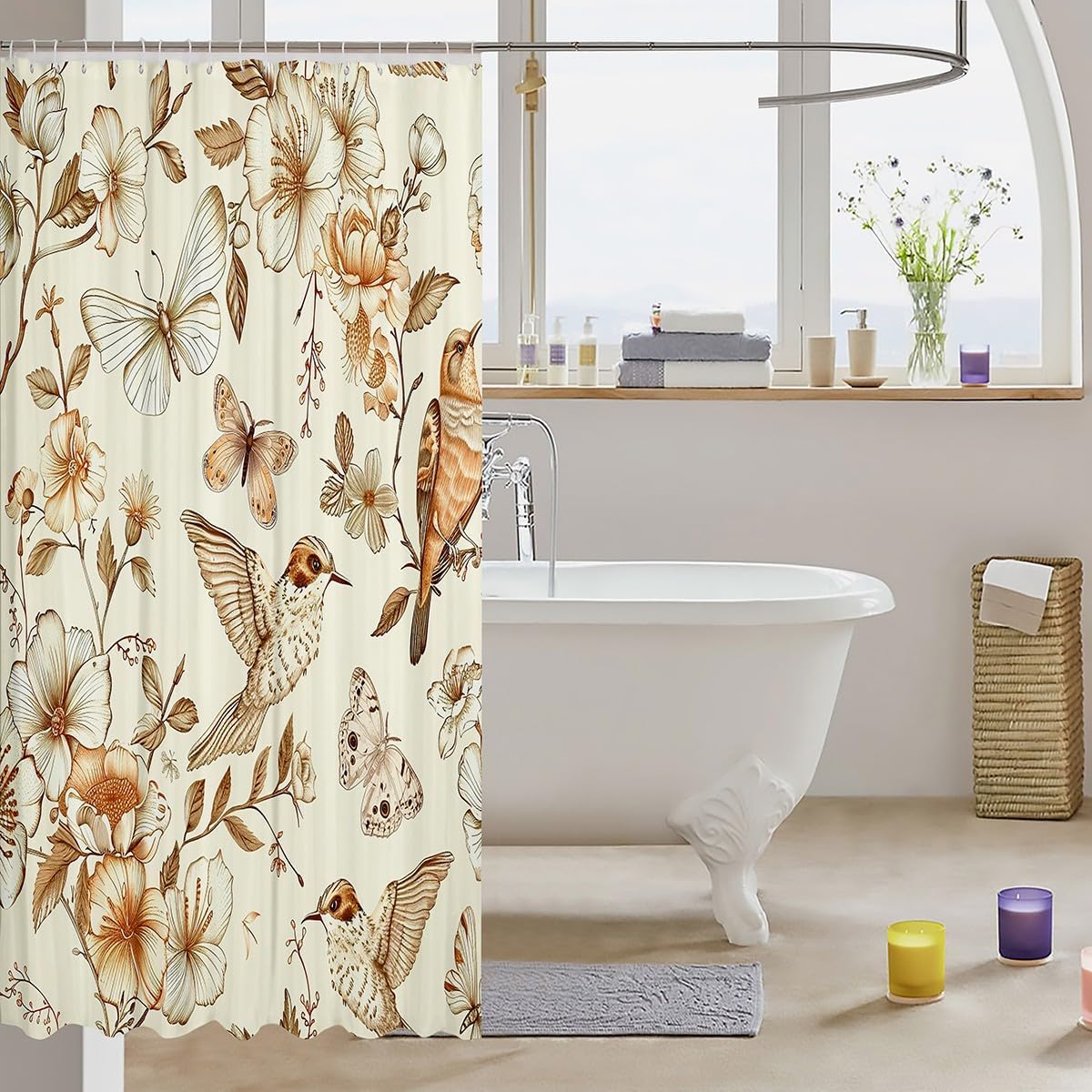 SurpriseAGE Boys Girls Hummingbird tropical shower curtain