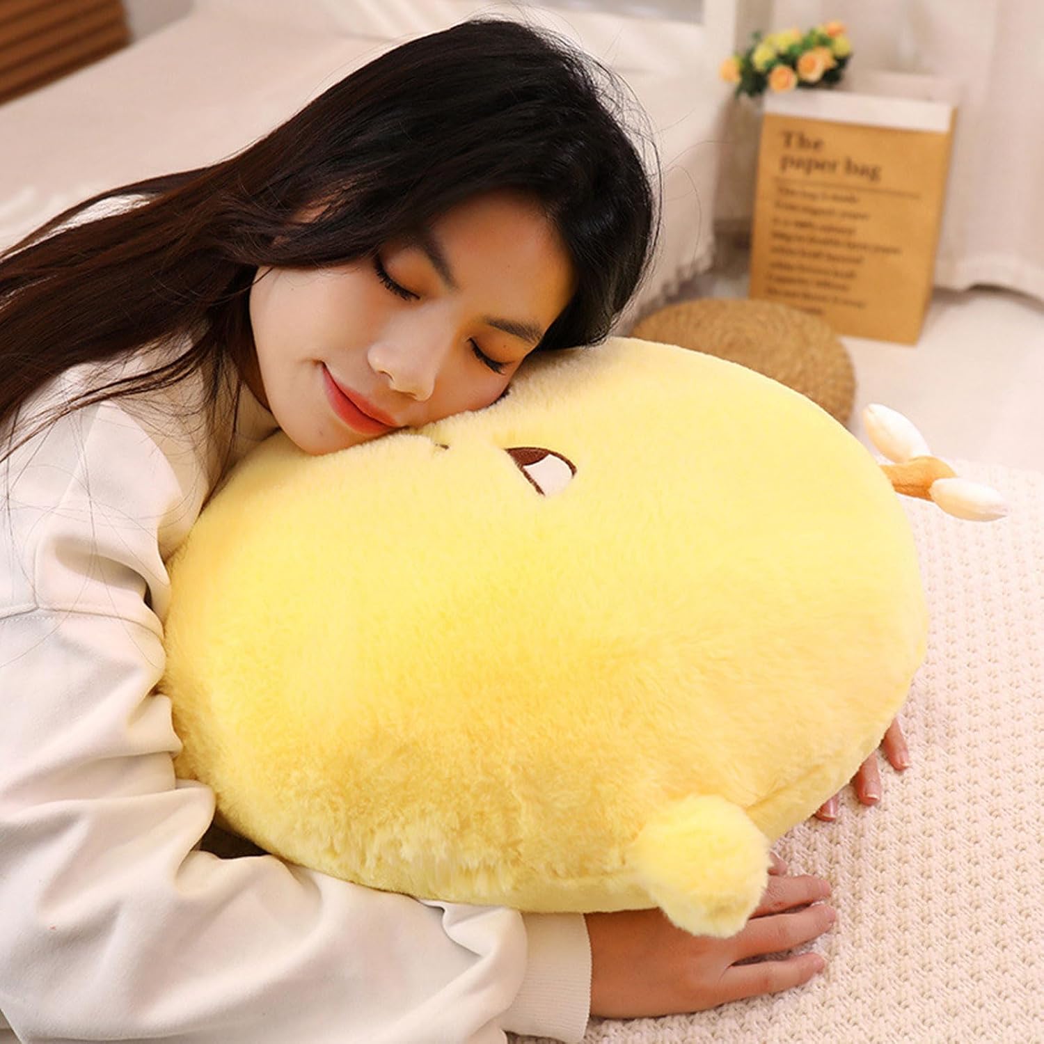 Tiny Lemon Plush Pillow Cozy Sofa Cushion for Reading or Relaxing