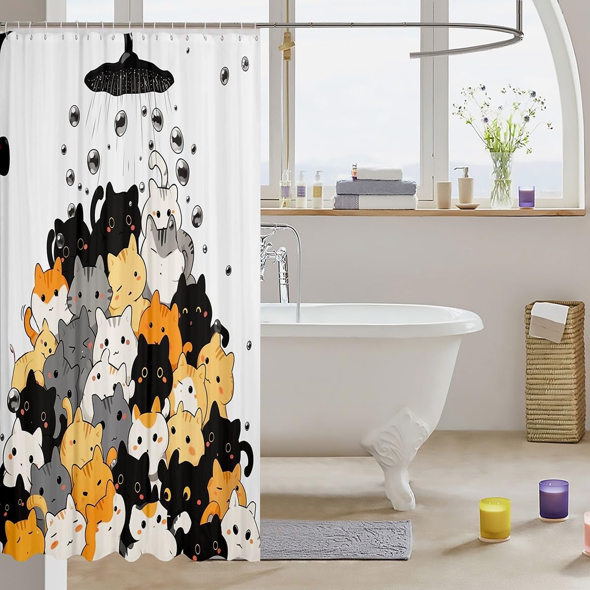 Feelyou Cat Shower Curtain 72x72