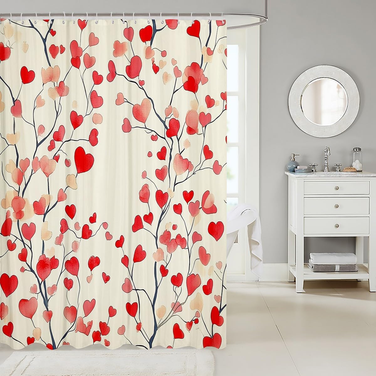 Jejeloiu Valentines Day Bath Curtain 72x72 Kids crawled valentines theme