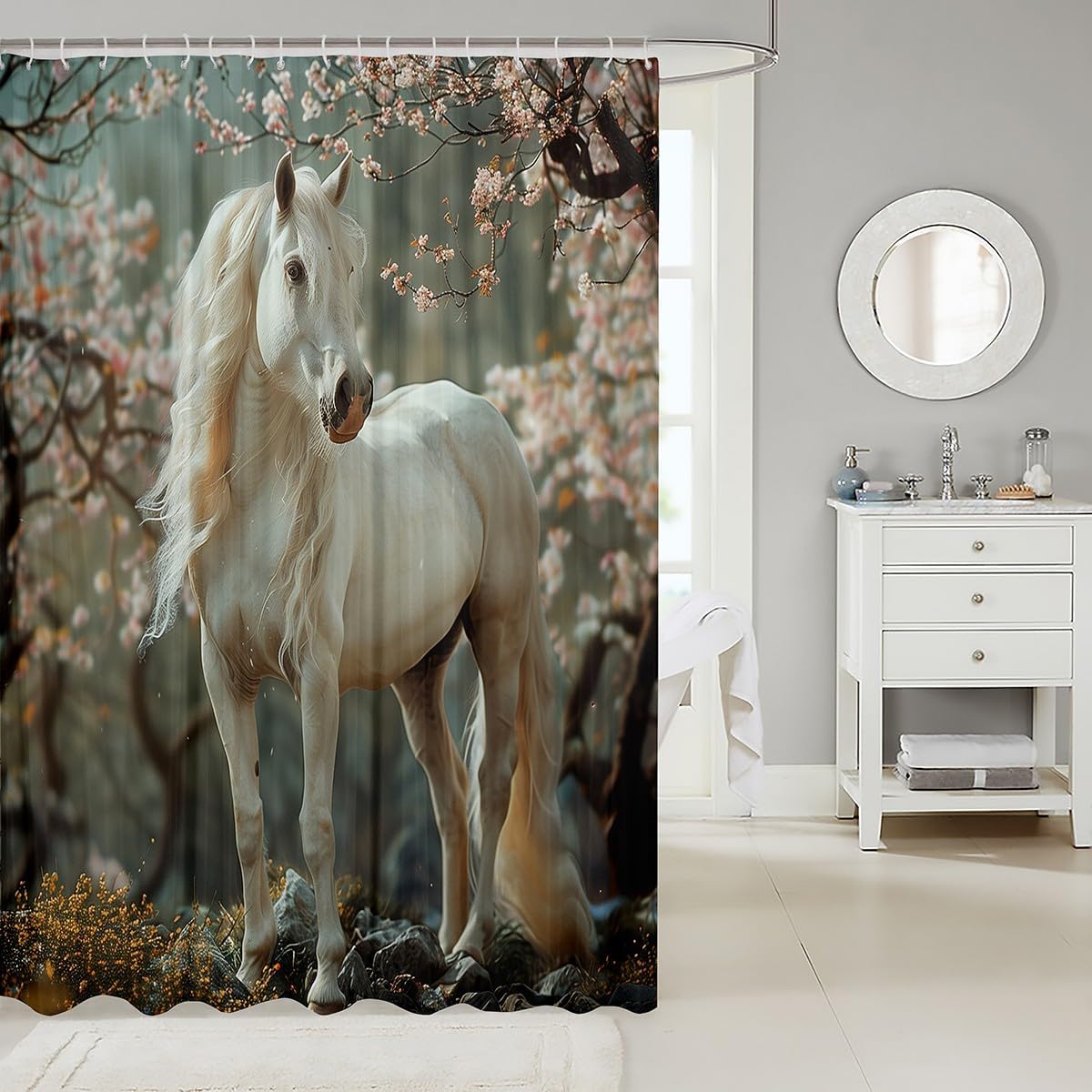 Festive Horse Bath Curtain Set
