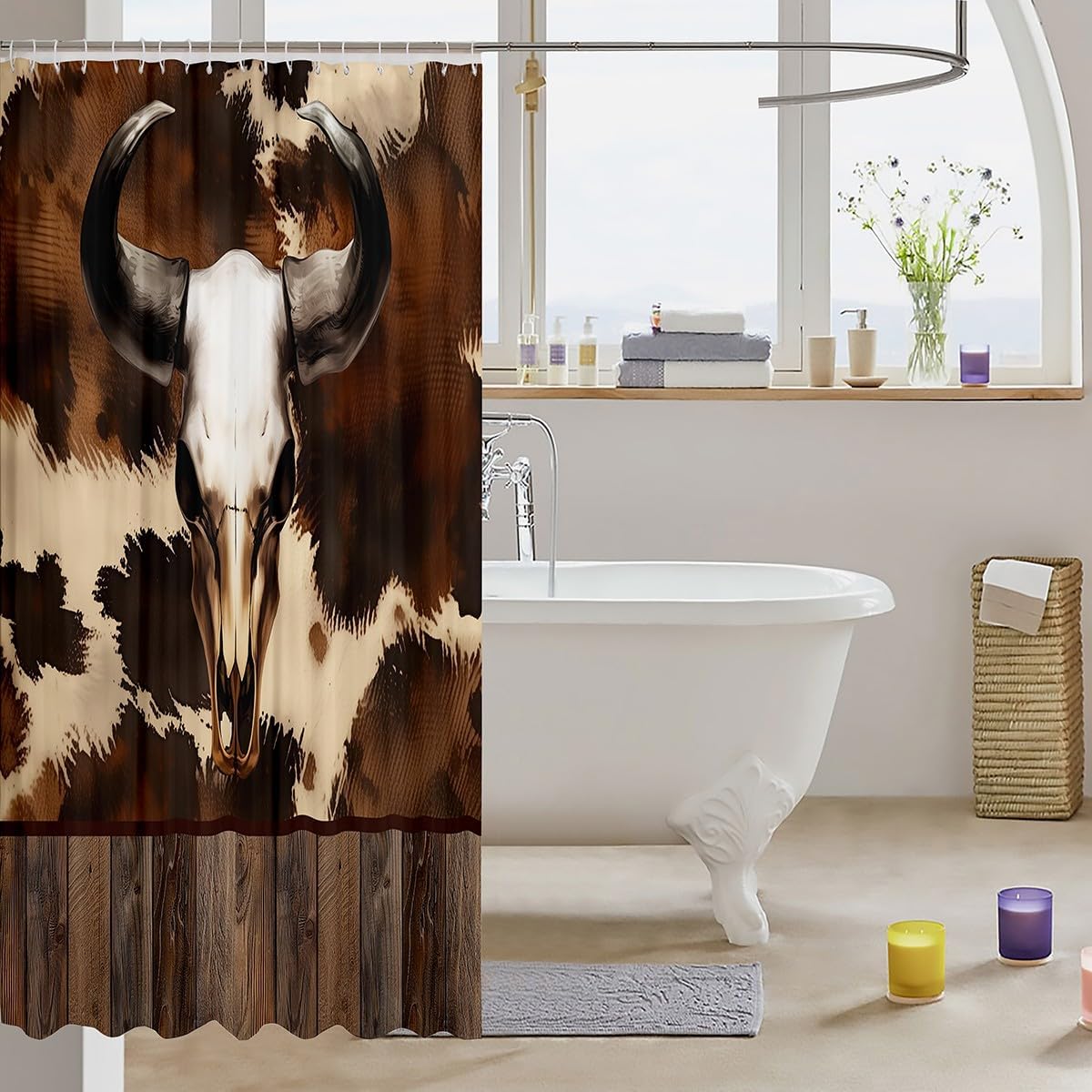 Moody Cow Skull Shower Curtain Set