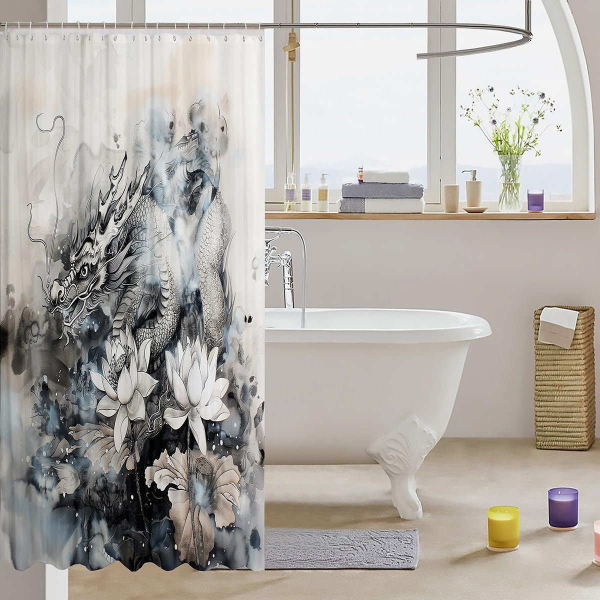 Manfei Kids Retro Tie-Dye Water-Resistant Shower Curtain