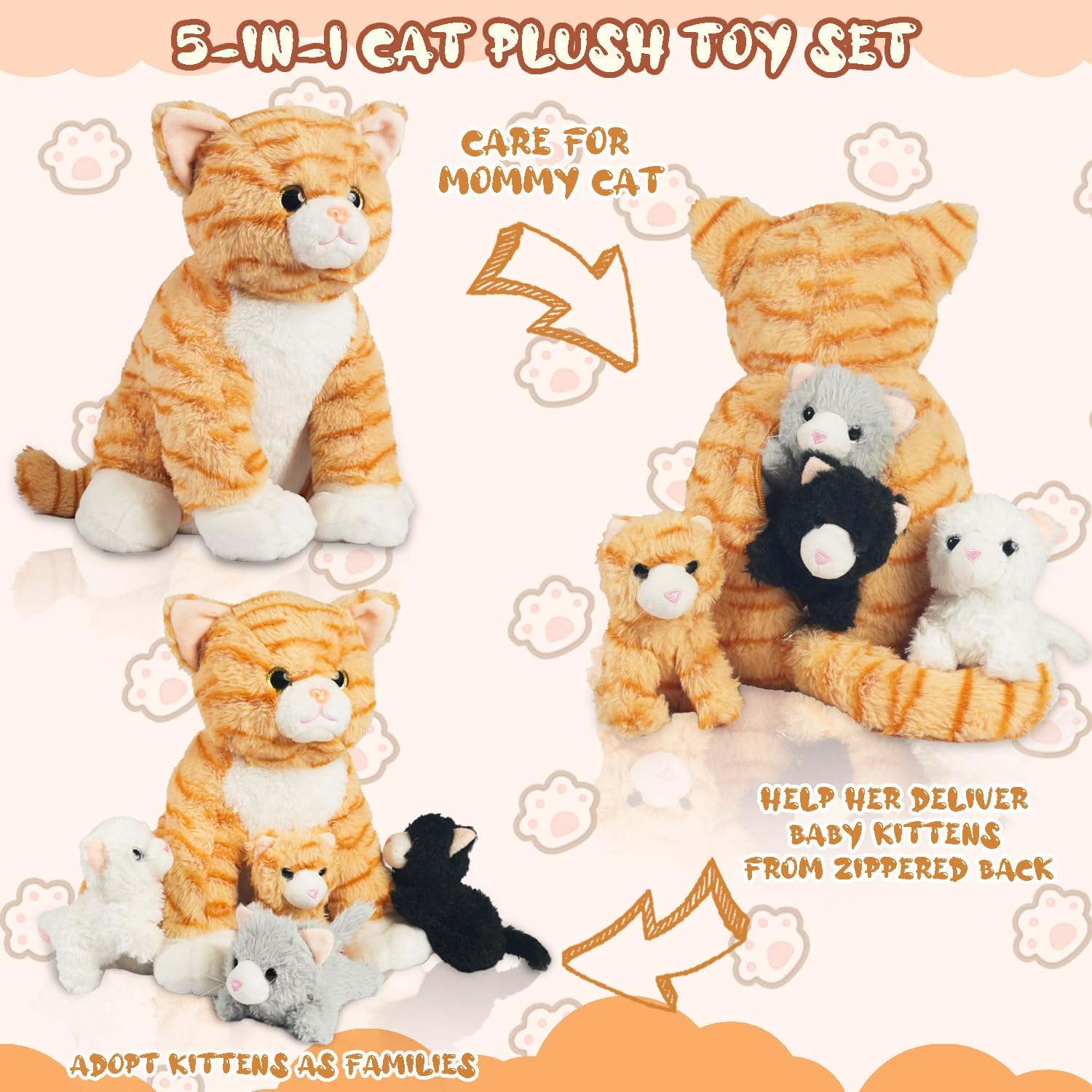 Stuffed Cat with Surprise Kittens