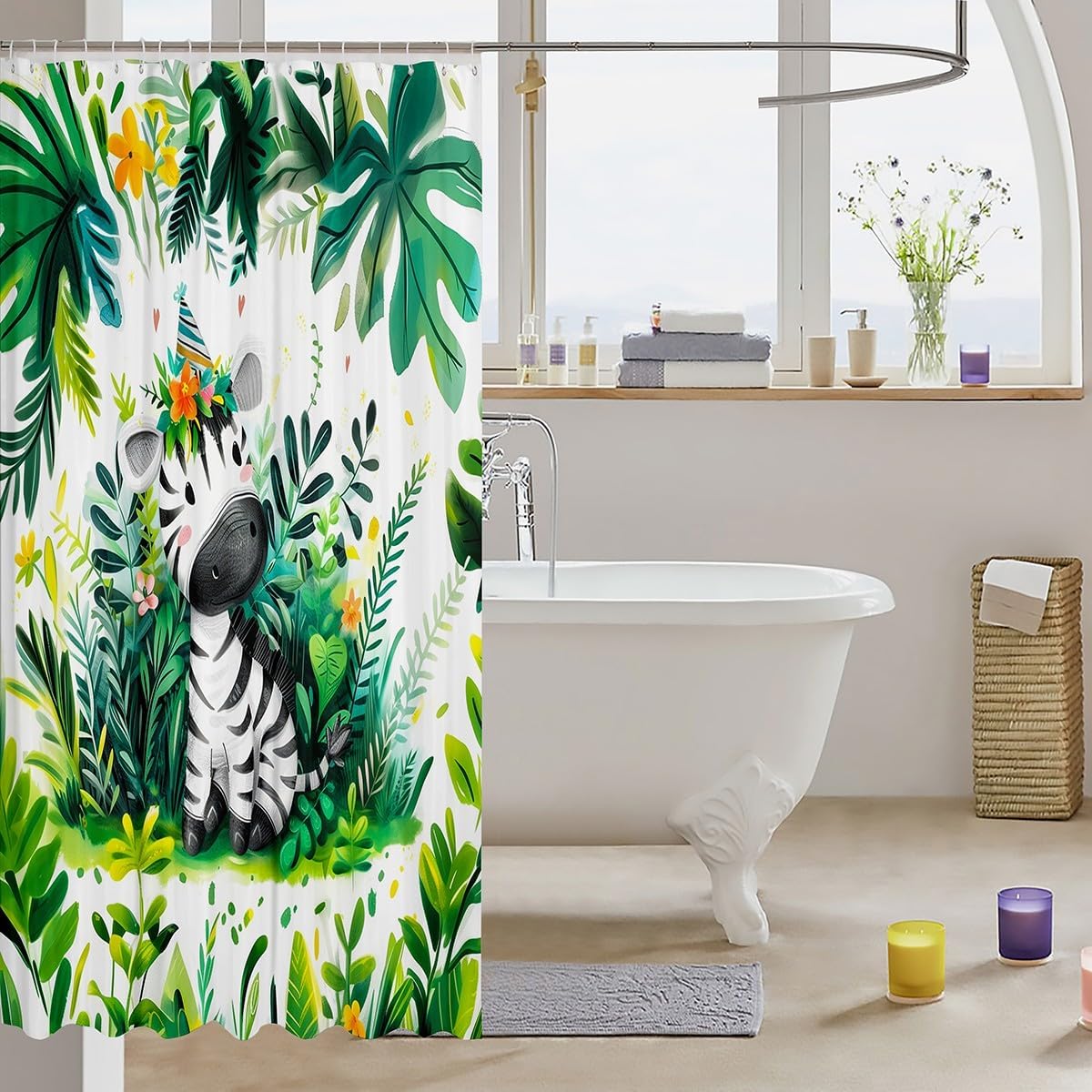 Feelyou Zebra Bath Curtain 72x78 Set