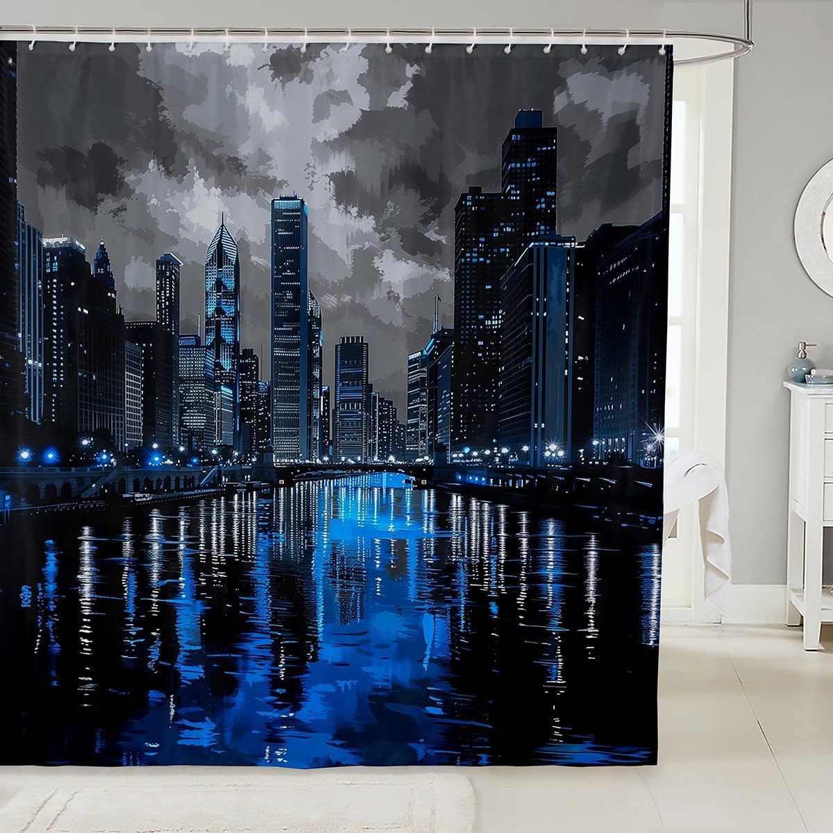 New York City Skyline Bath Curtain for Kids and Teens