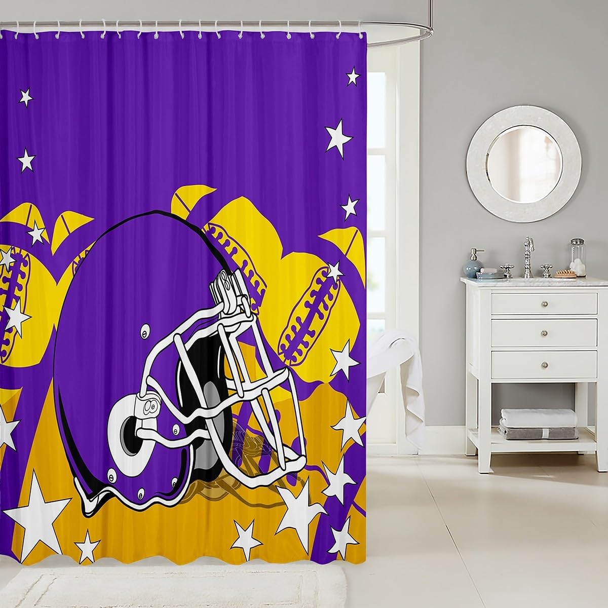 Erosebird American Football Bath Shower Curtain Set 72 x 72