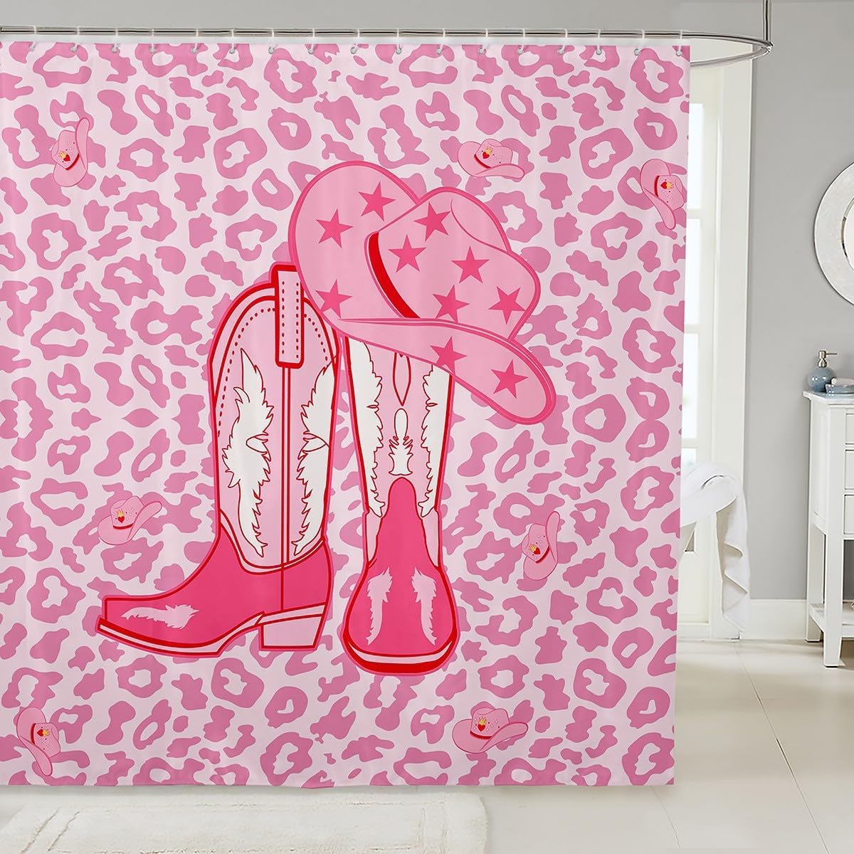 Manfei 3D Leopard Washable Shower Curtain Set for Kids waterproof bathroom curtain