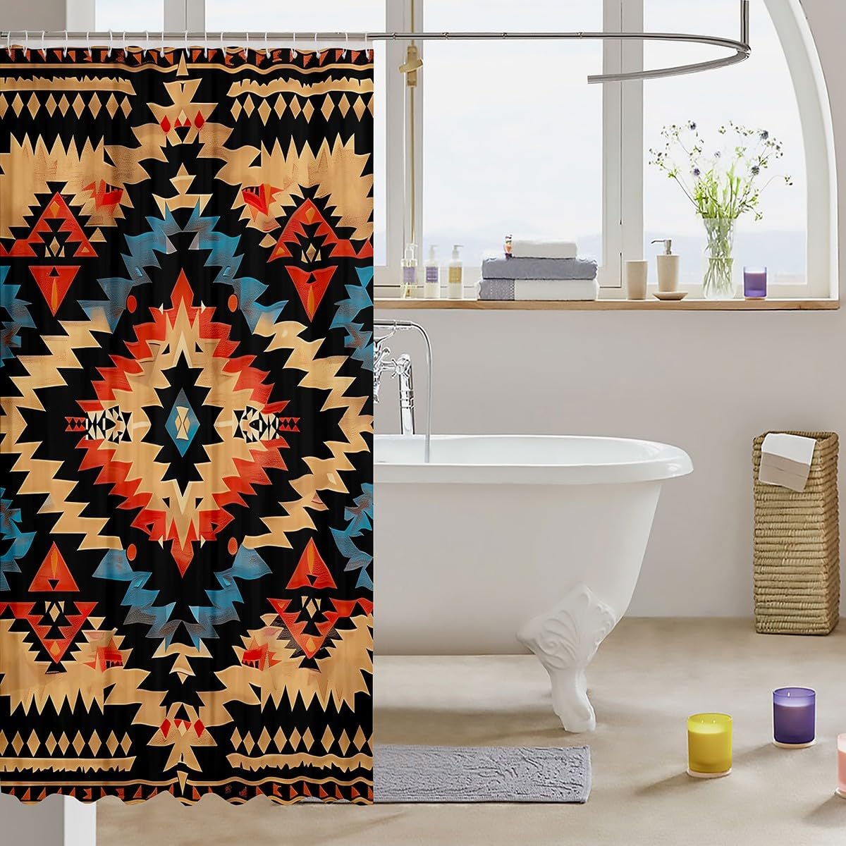 Feelyou Western Boho Bath Curtain Boys Girls 72x72 tribal shower curtain waterproof