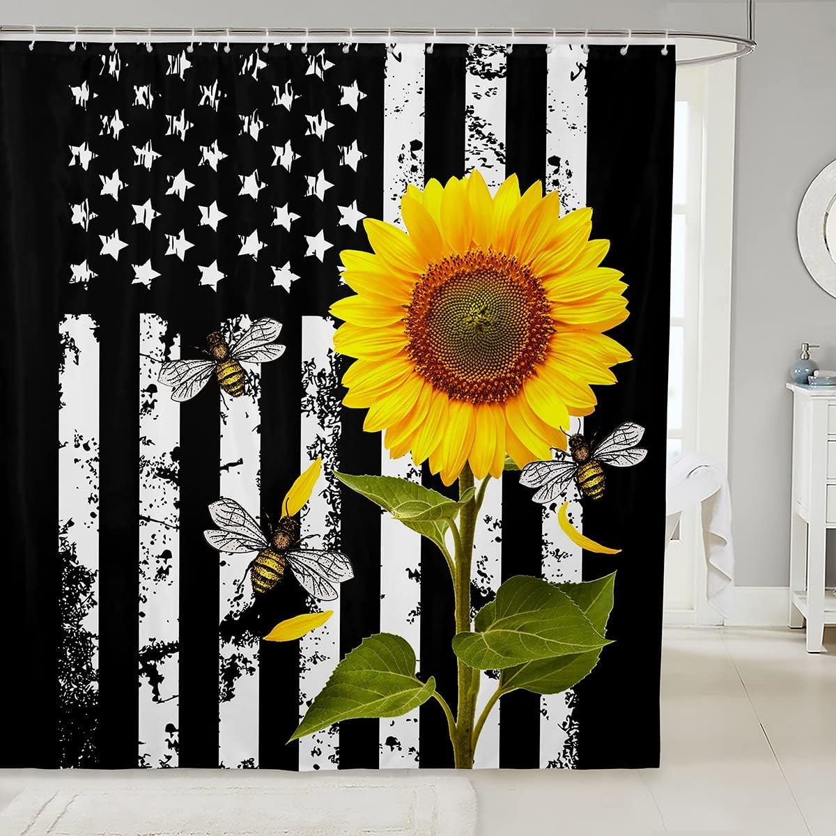 Manfei American Flag Patriotic Kids Shower Curtains