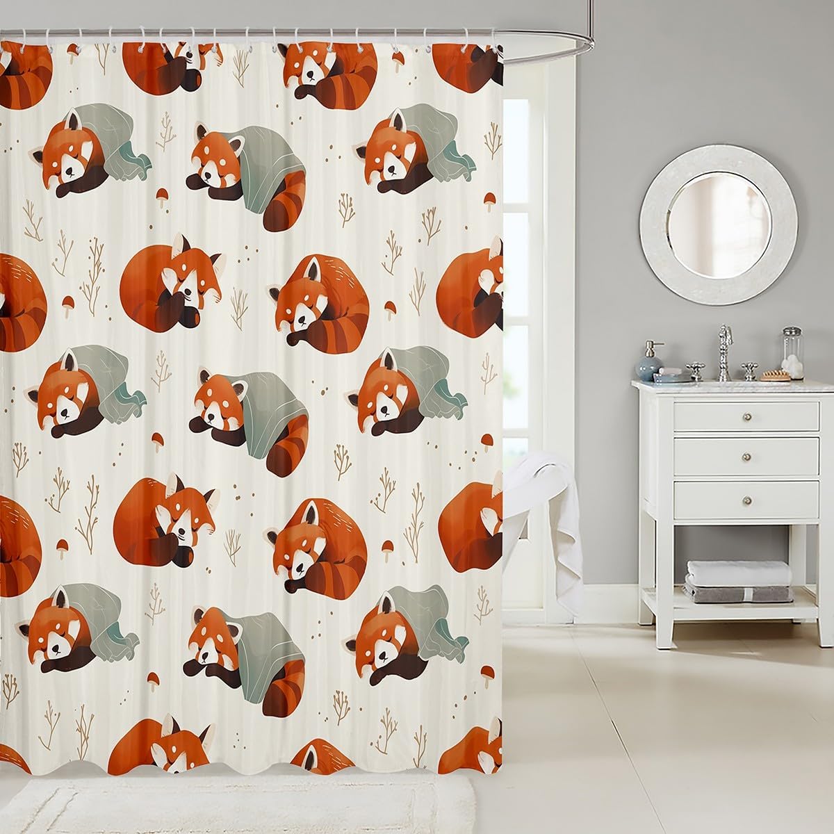 Feelyou Lesser Panda Shower Curtain 72x78 Water Resistant