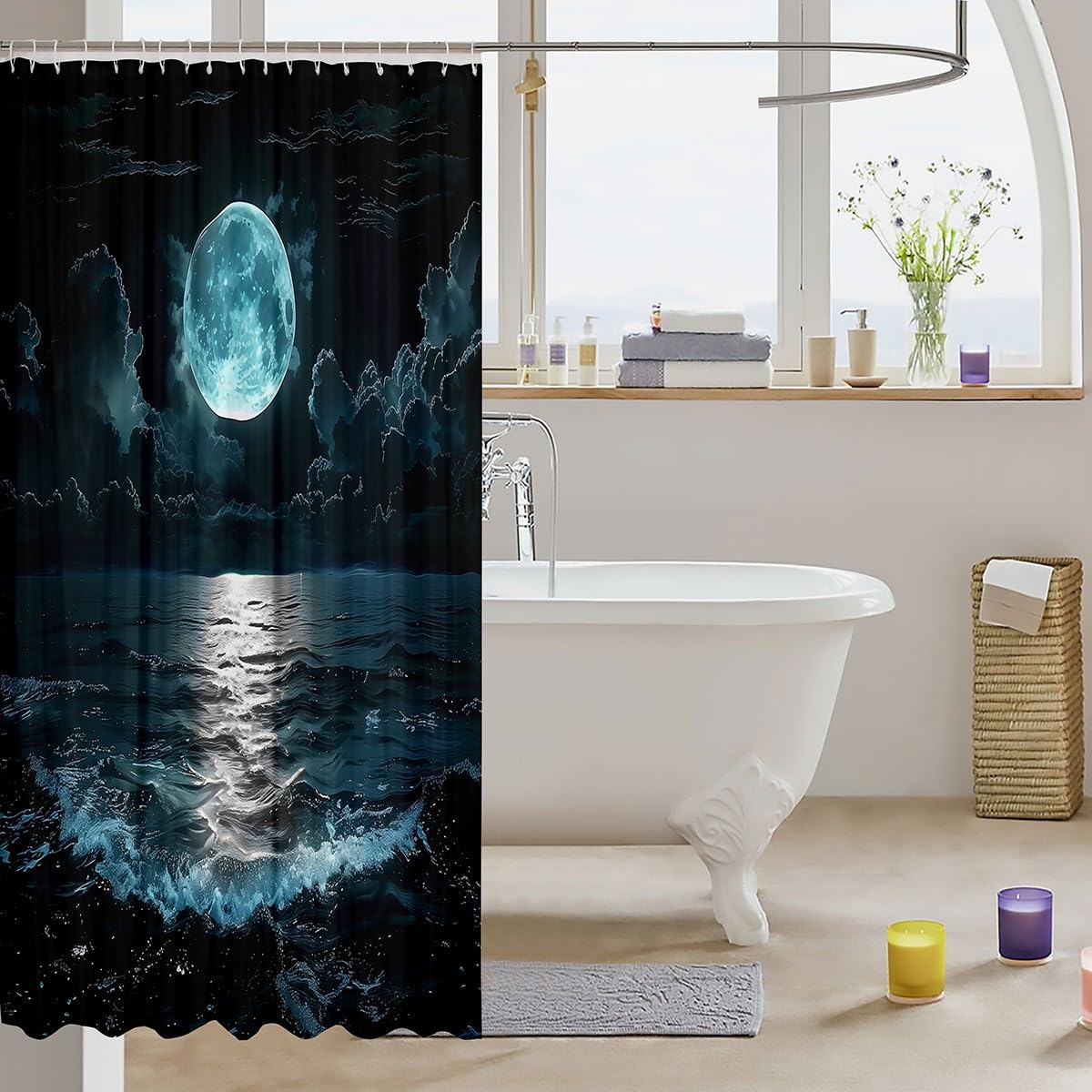 Shower Curtain Kids Moon Design 72x72