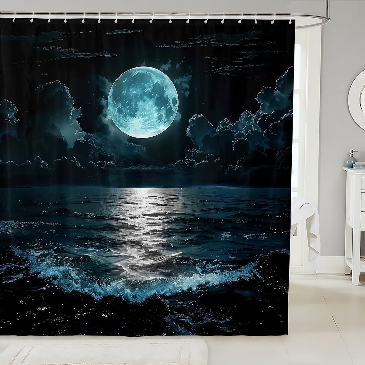 Shower Curtain Kids Moon Design 72x72