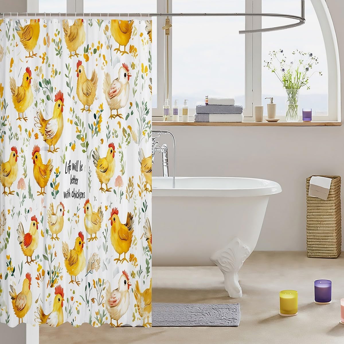Feelyou Cute Chicken Bathroom Curtain