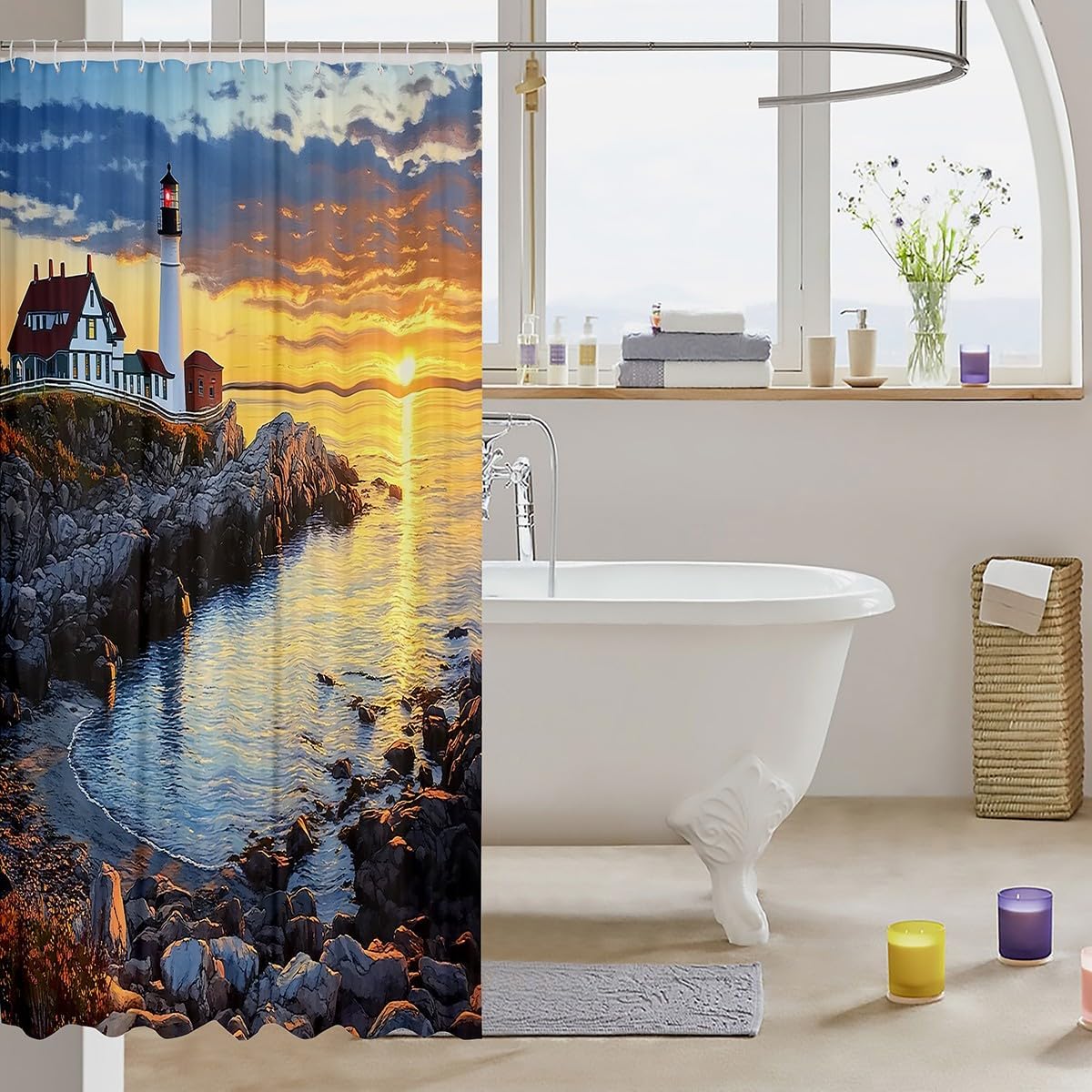 Jeffeloiu Ocean Shower Curtain for Kids