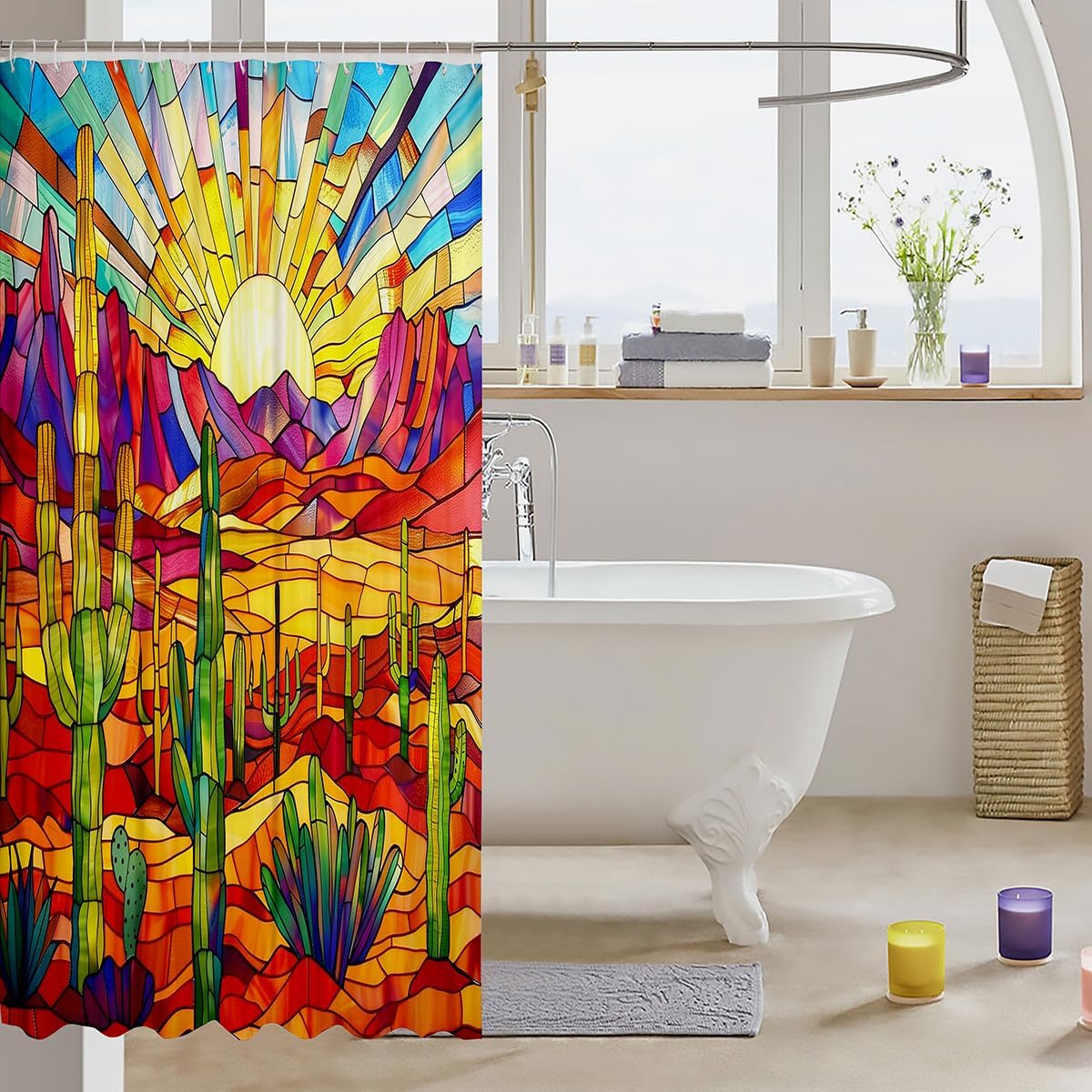 Manfei tropical cactus shower curtains