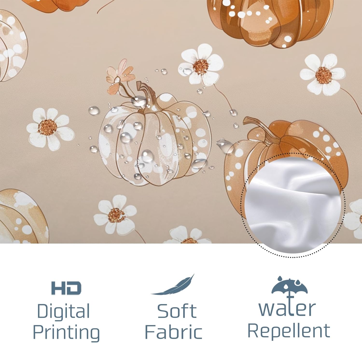 GDHBLING - Autumn Pumpkins 72x78 inch Shower Curtain Set