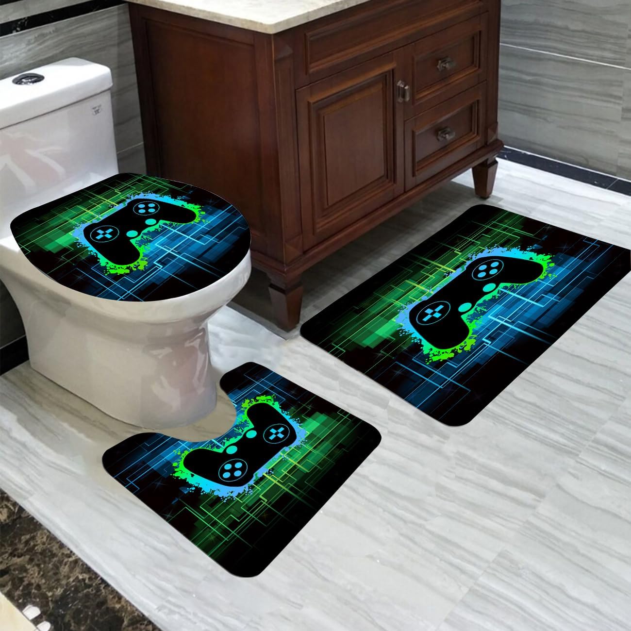 Game Controller Shower Curtain Set 4-Piece