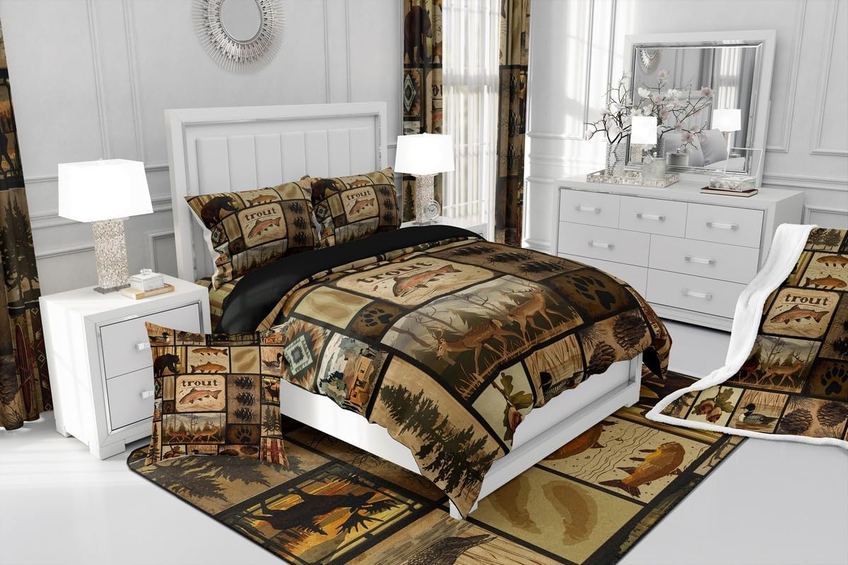 Feelyou-Wildlife shower curtain with Bear and Deers