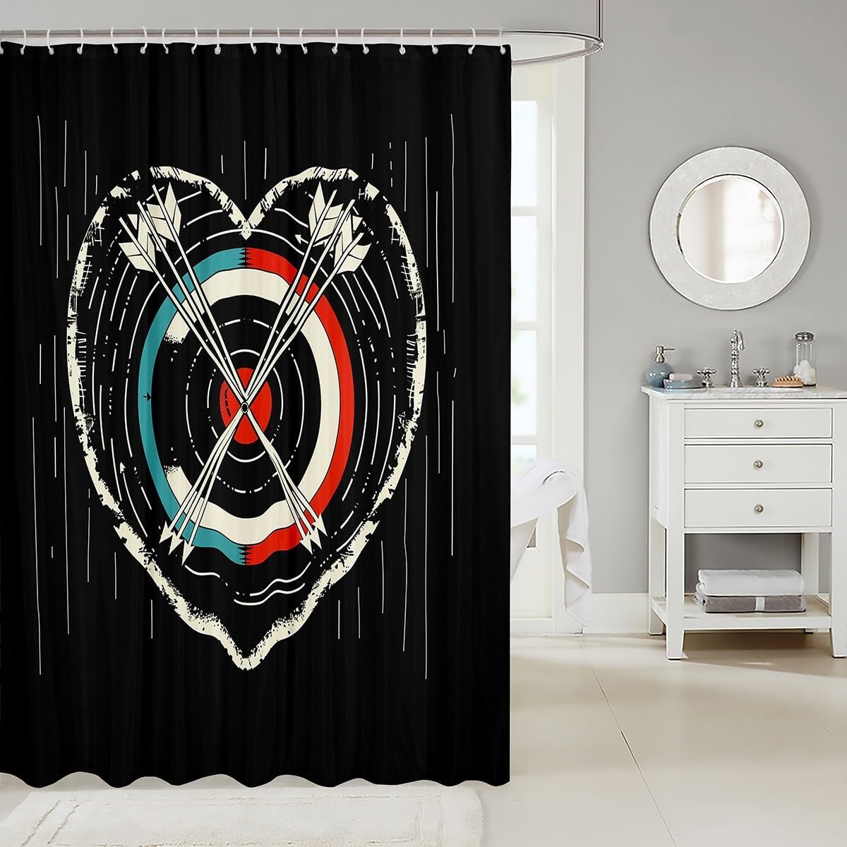 Erbeth ladies fun kids archery theme waterproof shower curtain with hooks