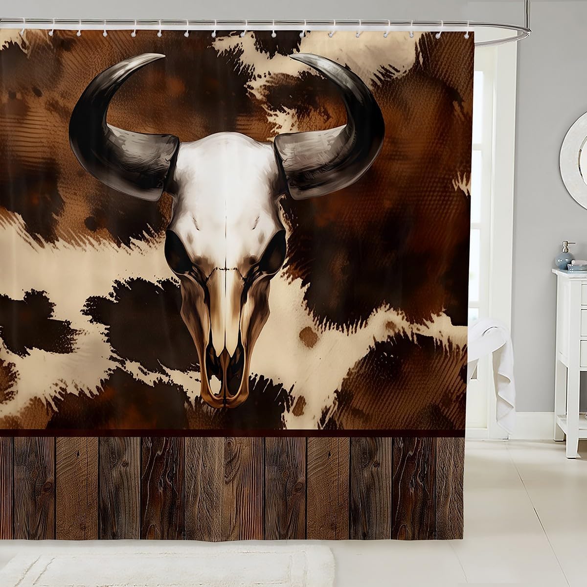 Moody Cow Skull Shower Curtain Set