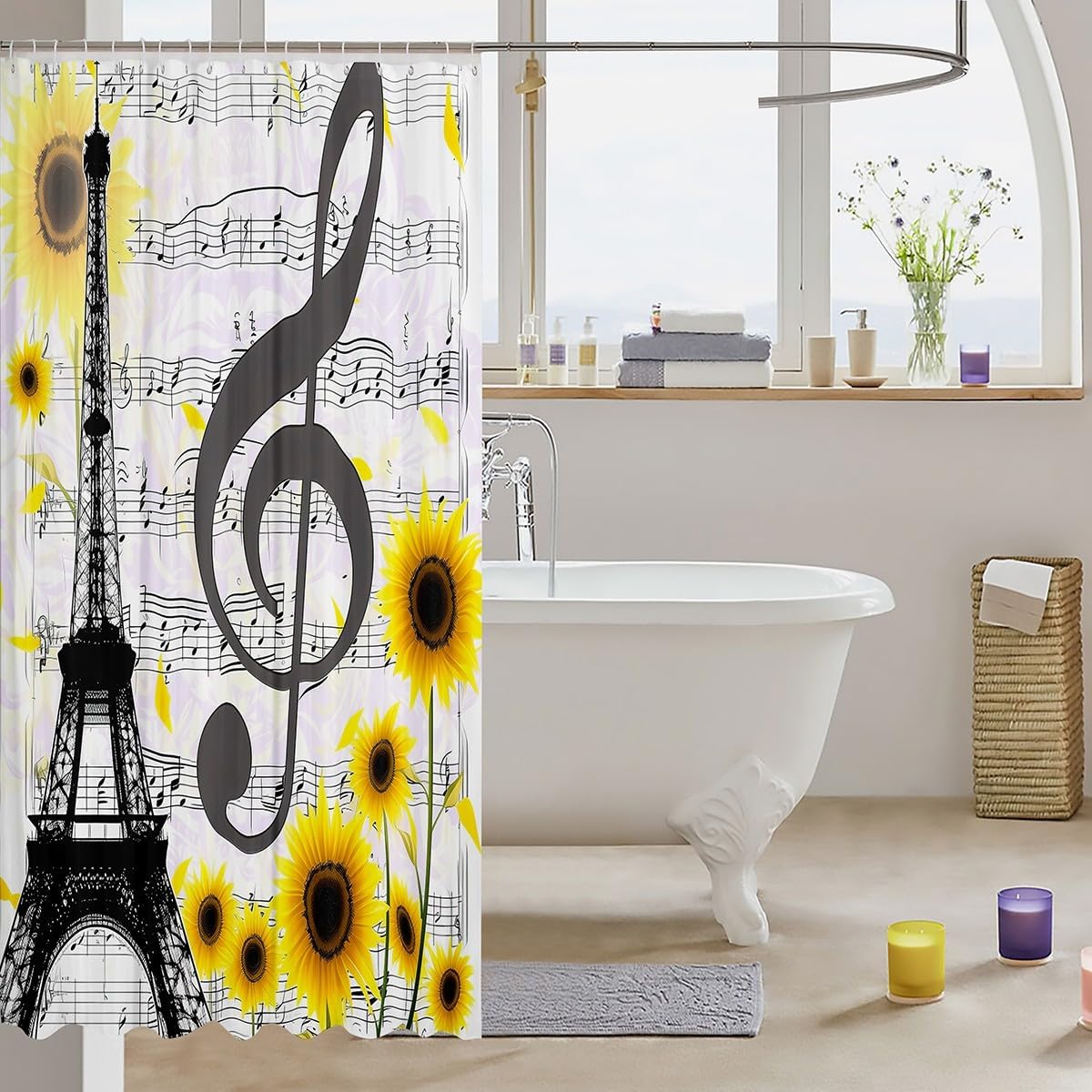 Eiffel Tower Shower Curtain Kids Bathroom Accessory