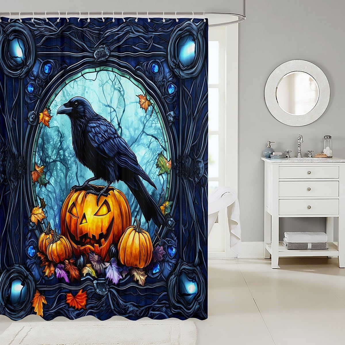 Crow Kids Halloween Shower Curtains - Happy Fall Practical Stylish