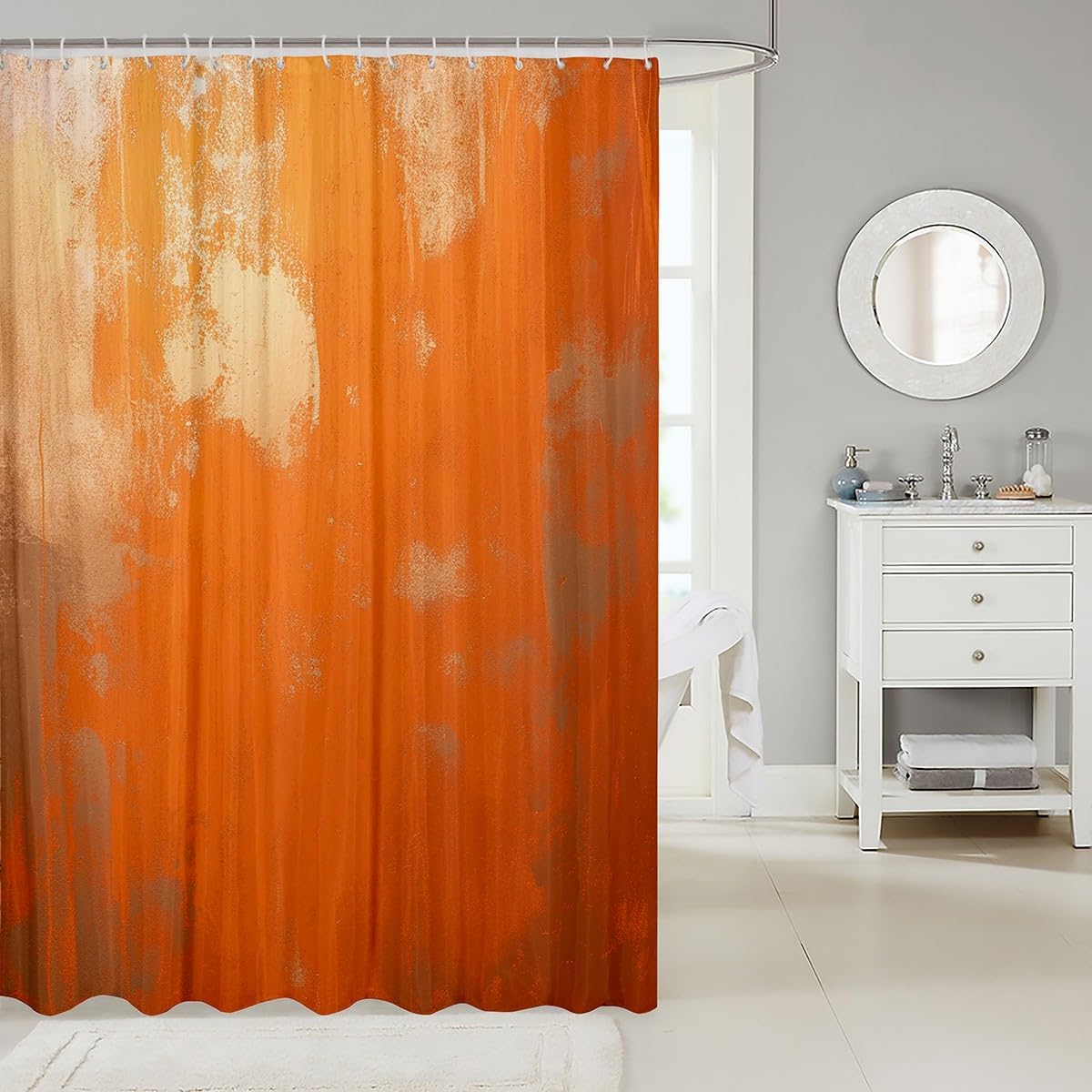 Feelyou Orange Graffiti Bath Curtain Abstract for Kids